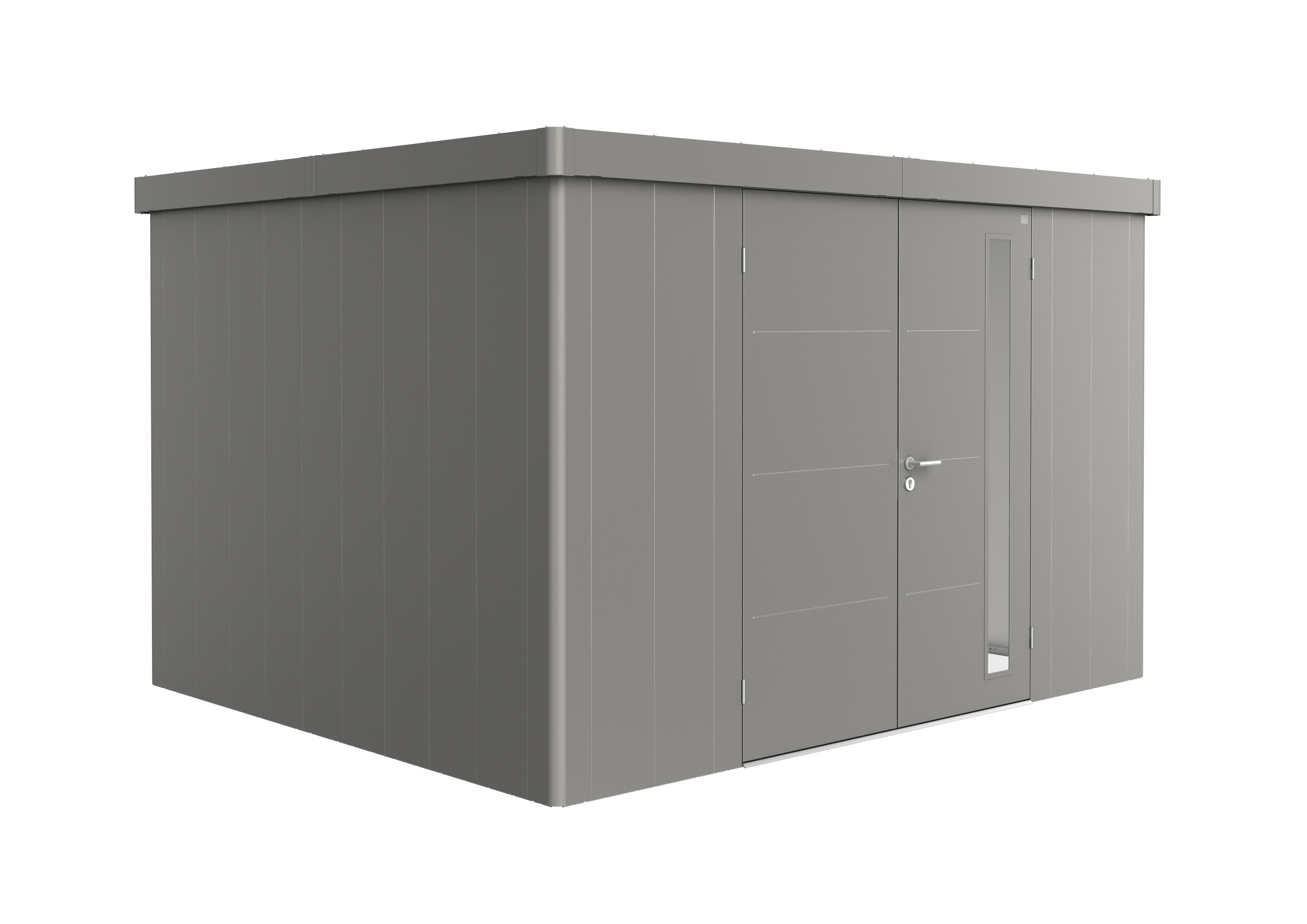 caseta de metal neo 3d de 348x222x292 cm y 1016 m2 con 05 mm espesor y doble puerta abatible biohort