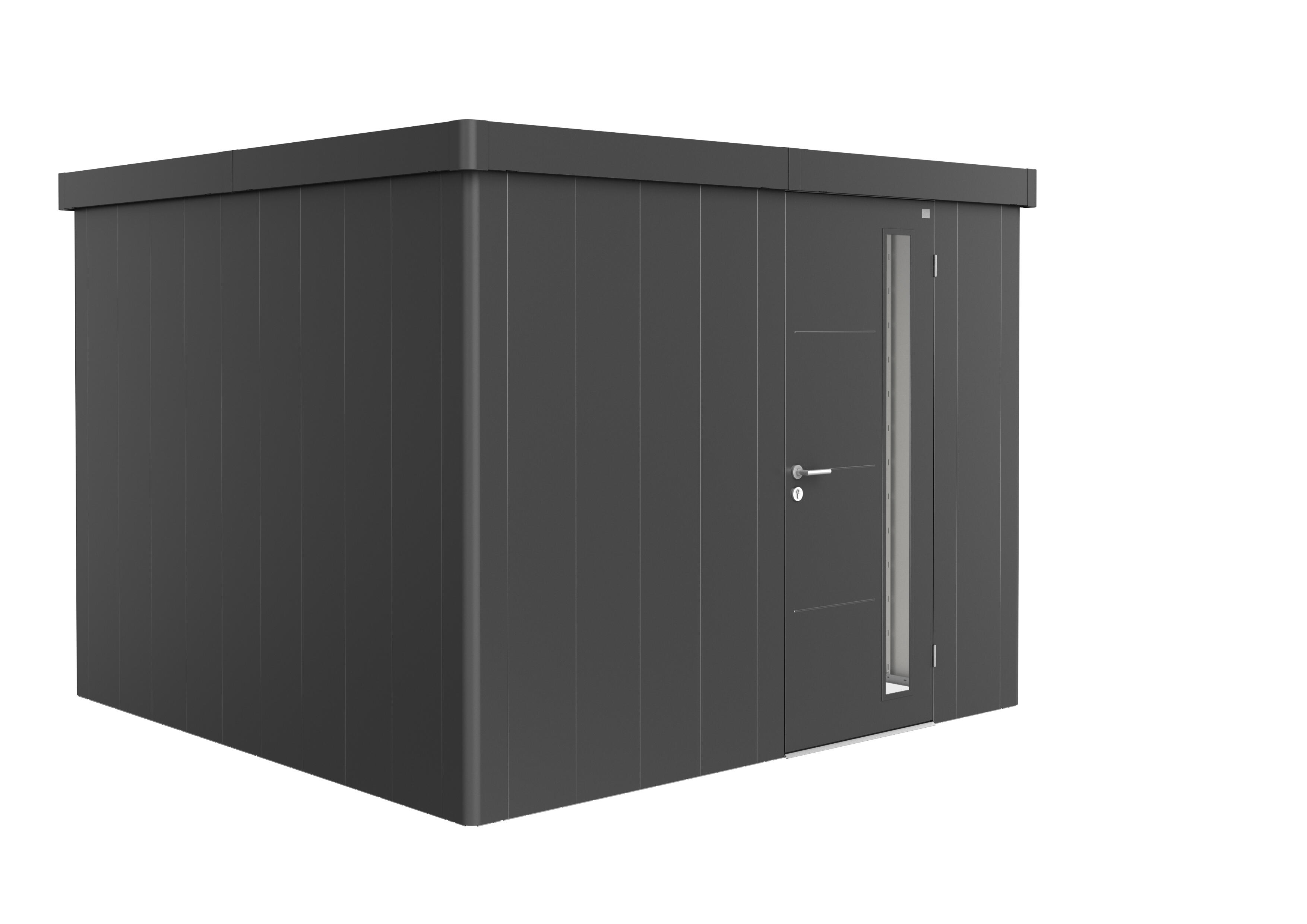 caseta de metal neo 3c de 292x222x292 cm y 852 m2 con 05 mm espesor y puerta abatible biohort
