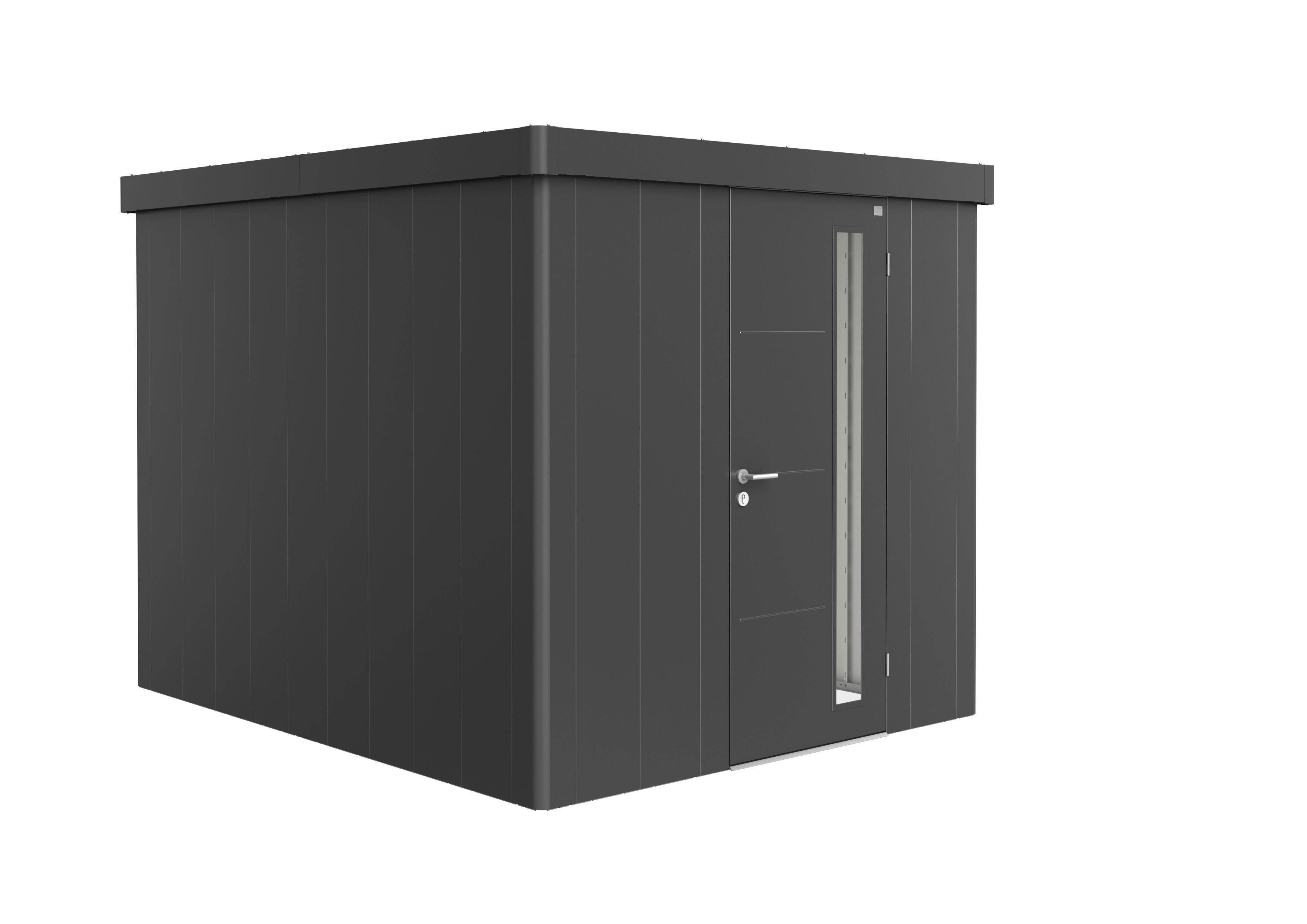 caseta de metal neo 3b de 236x222x292 cm y 689 m2 con 05 mm espesor y puerta abatible biohort