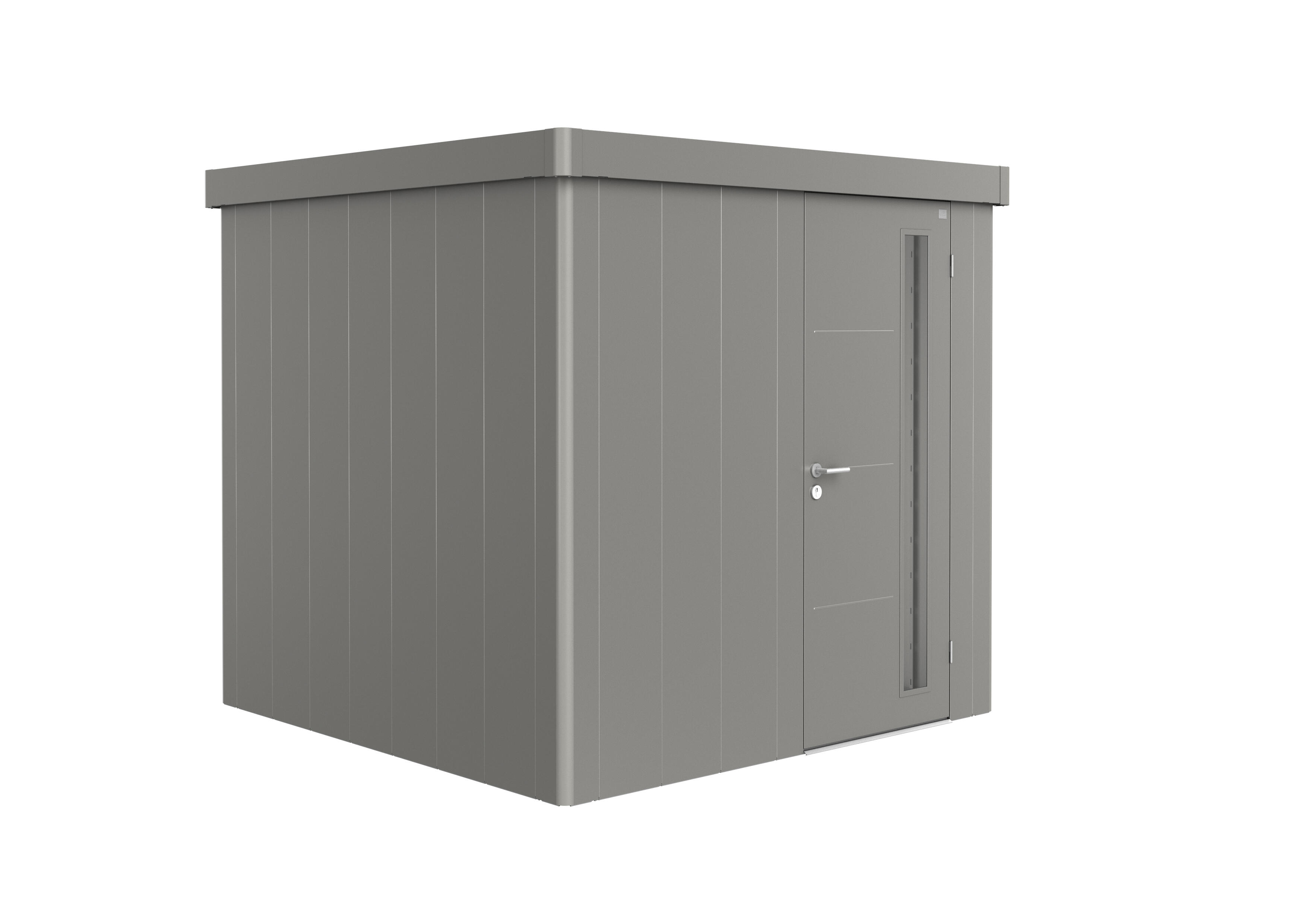 caseta de metal neo 2b de 236x222x236 cm y 56 m2 con 05 mm espesor y puerta abatible biohort