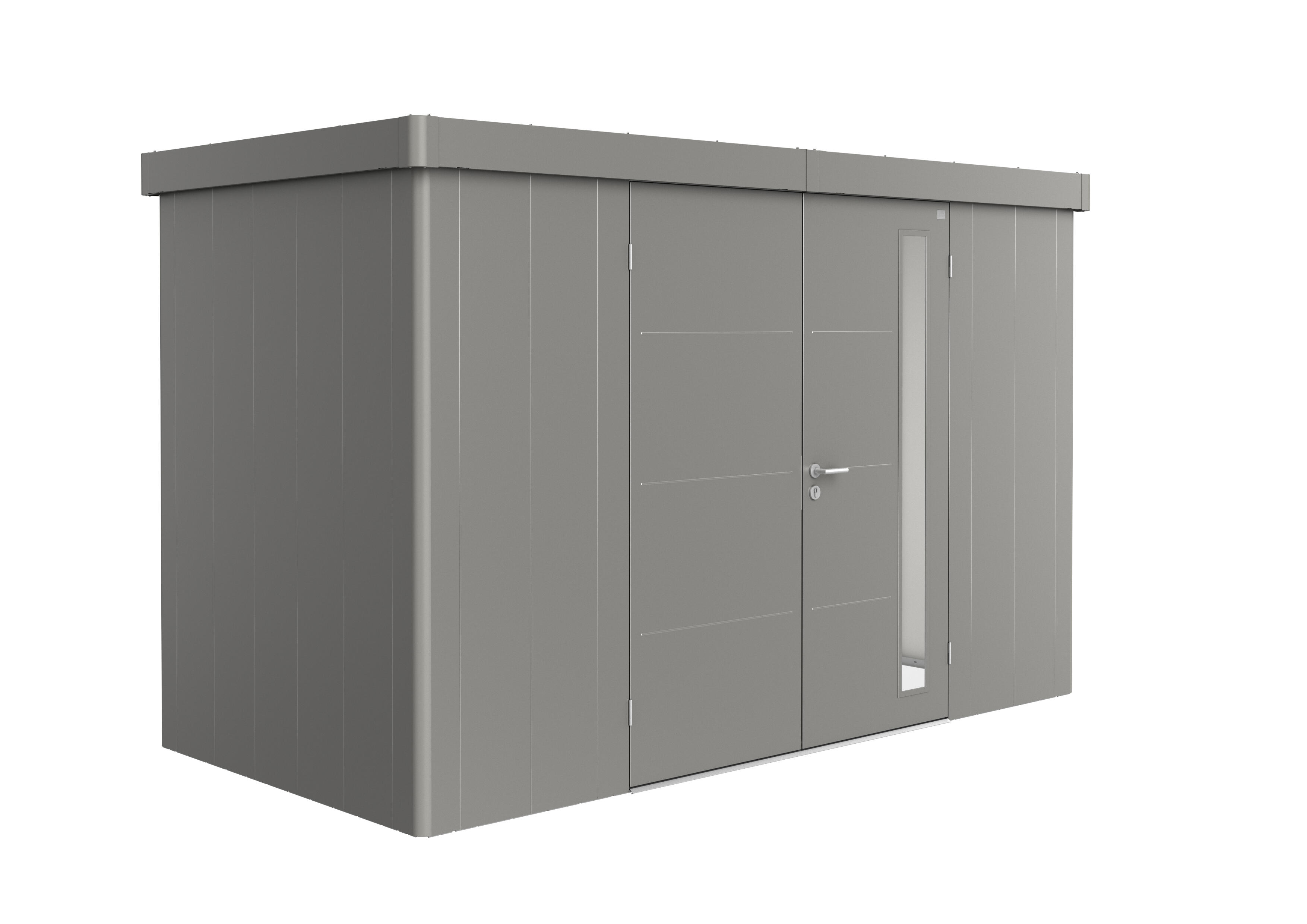 caseta de metal neo 1d de 348x222x180 cm y 626 m2 con 05 mm espesor y doble puerta abatible biohort