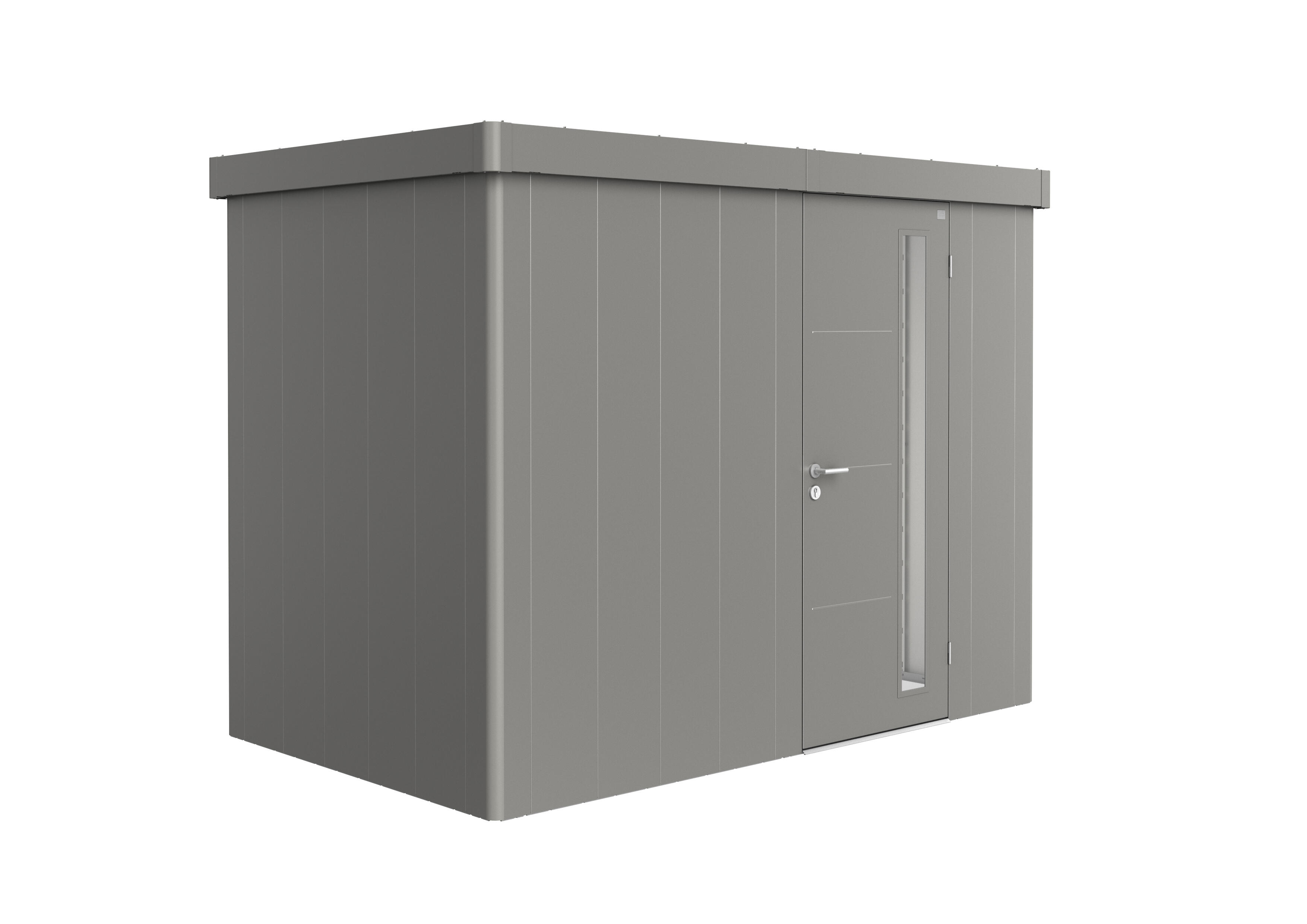 caseta de metal neo de 222x292x180 cm y 525 m2 con 05 mm espesor y puerta abatible biohort