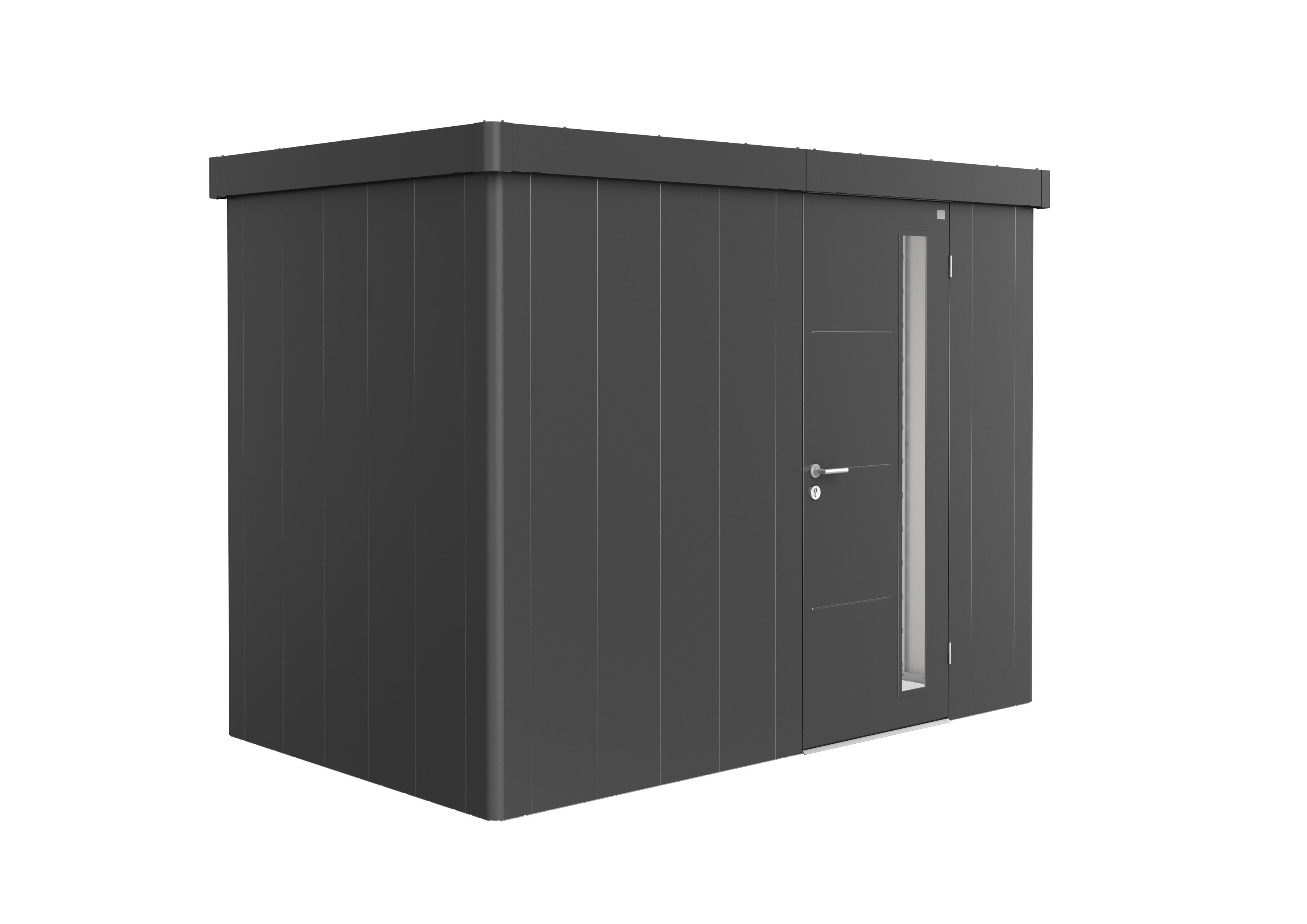caseta de metal neo de 222x292x180 cm y 525 m2 con 05 mm espesor y puerta abatible biohort