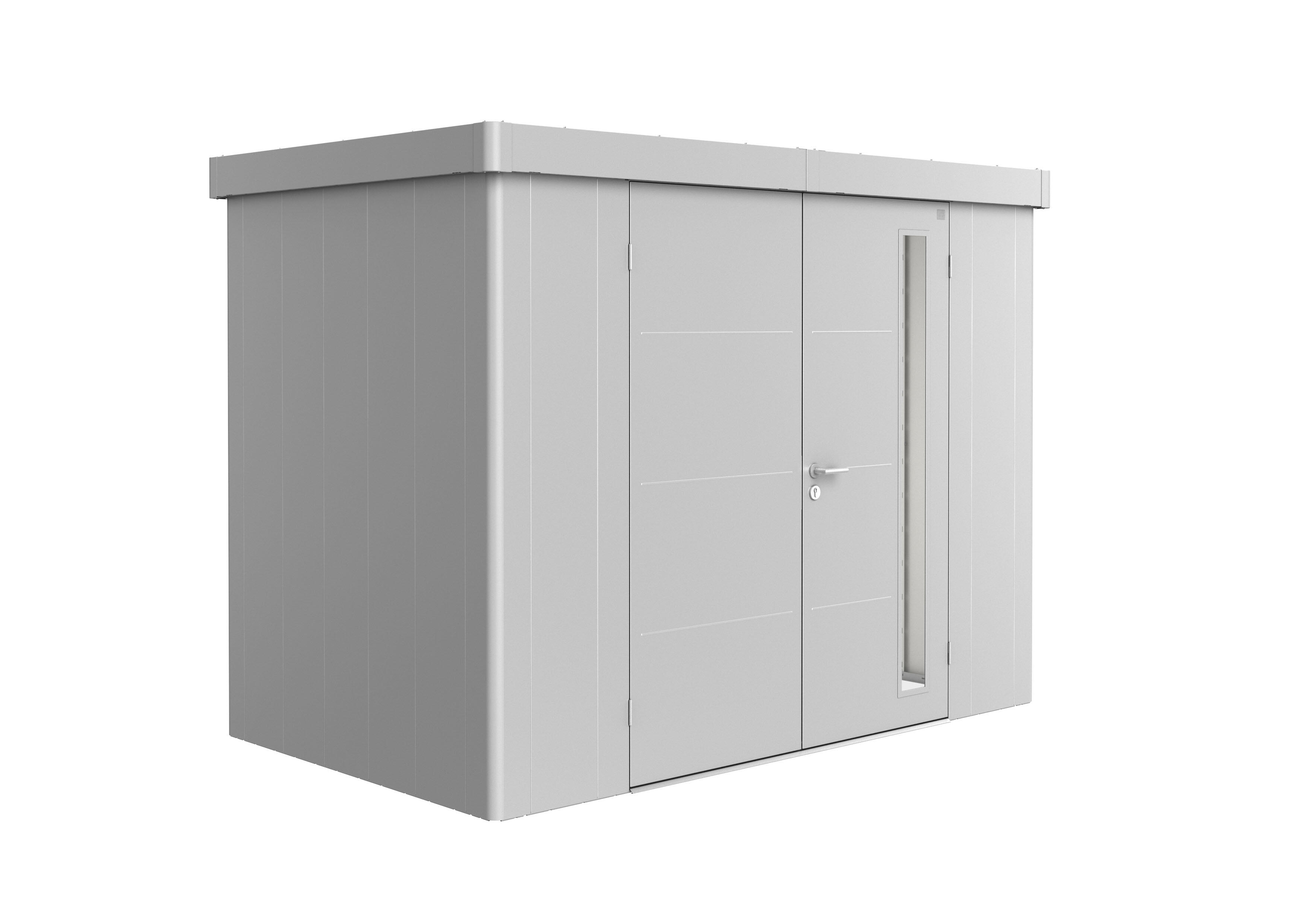 caseta de metal neo de 222x292x180 cm y 525 m2 con 05 mm espesor y doble puerta abatible biohort