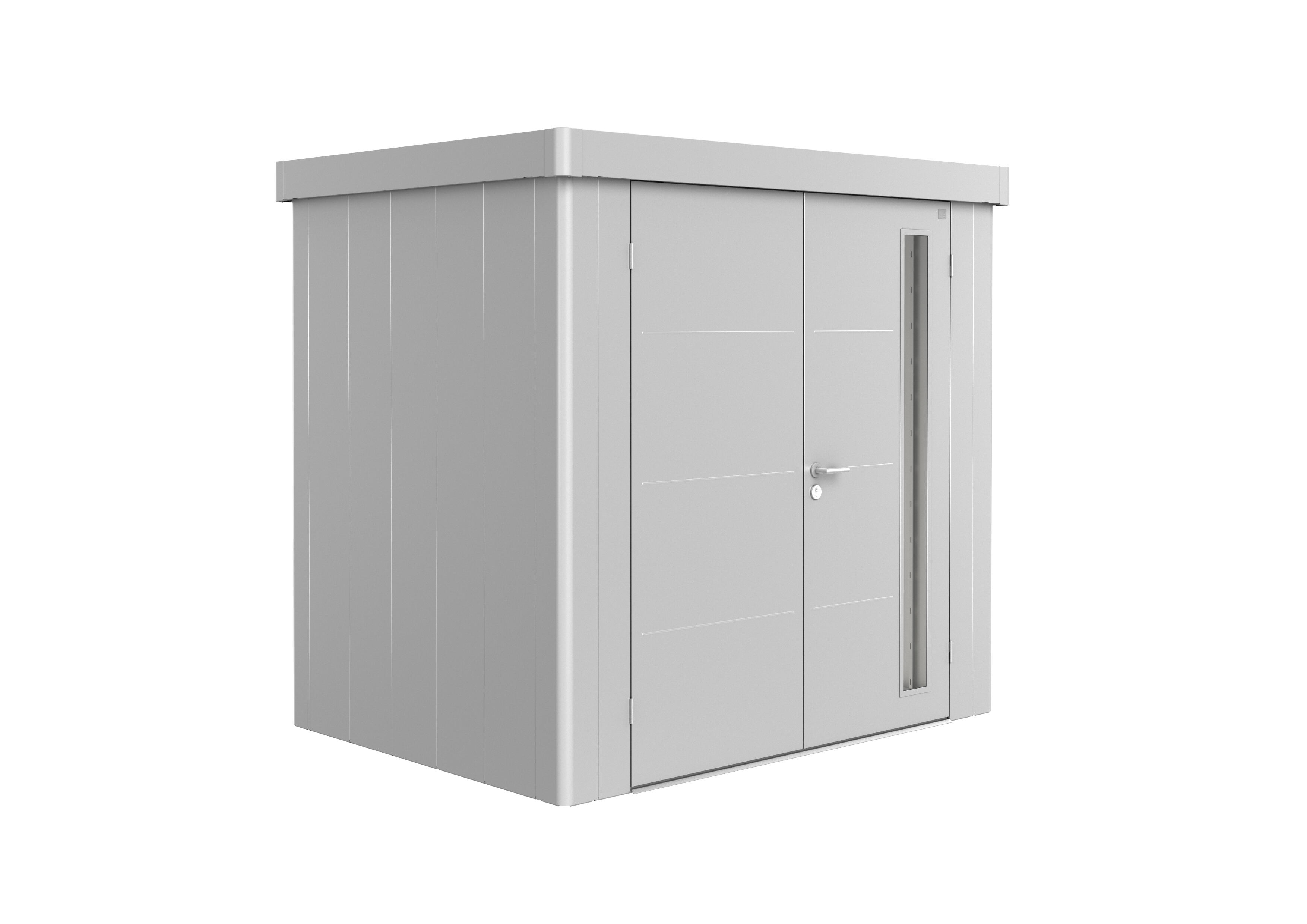 caseta de metal neo de 236x222x180 cm y 424 m2 con 05 mm espesor y doble puerta abatible biohort