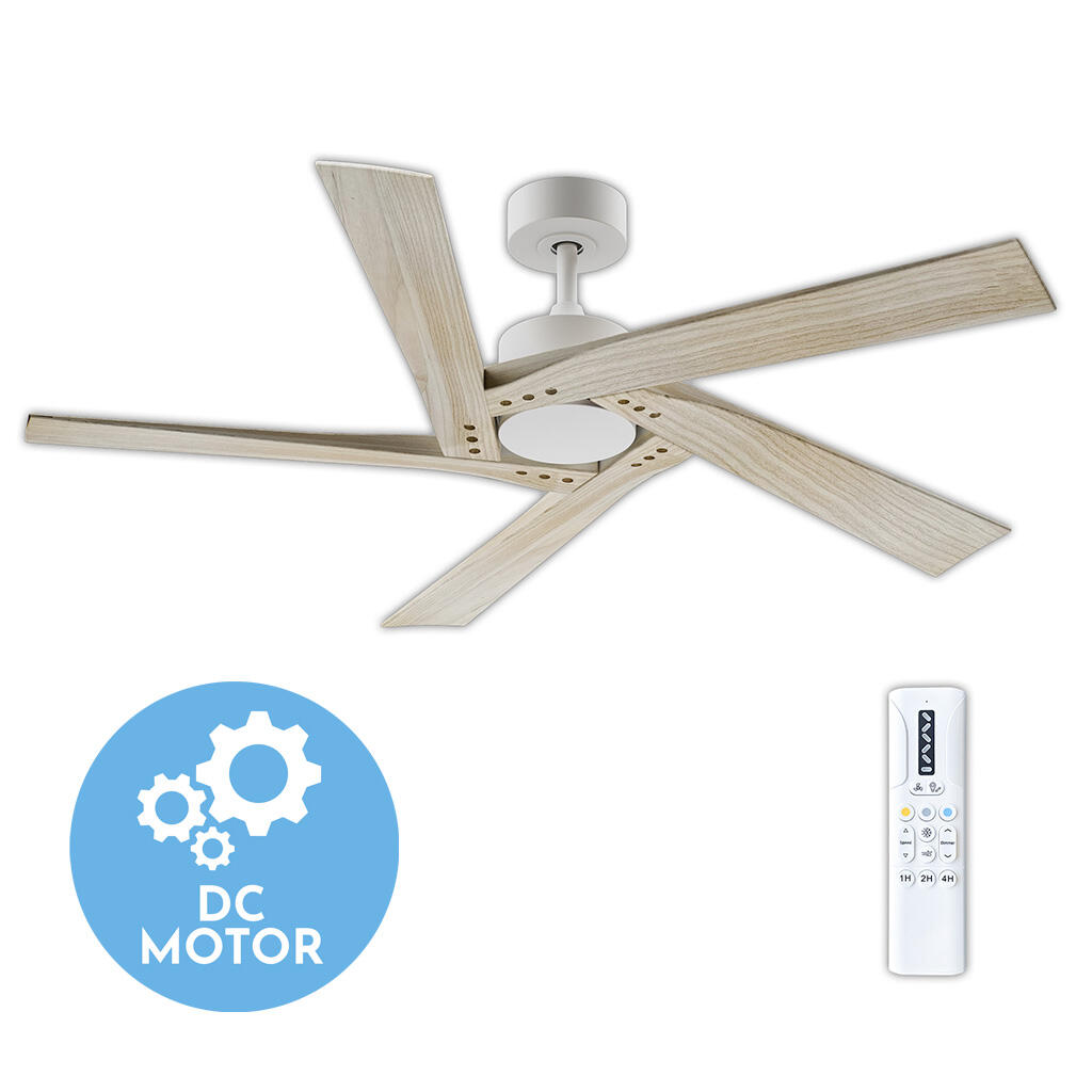 Ventilador de techo con luz silencioso DC Arte Confort Violeta blanco 132 cm - 5