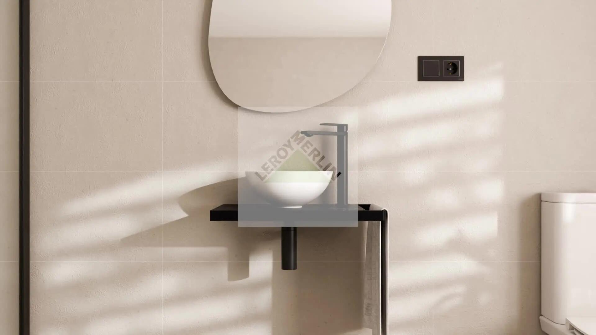 Mueble de baño con lavabo Kit Mini Stone negro mate 50x30 cm fondo reducido - 3