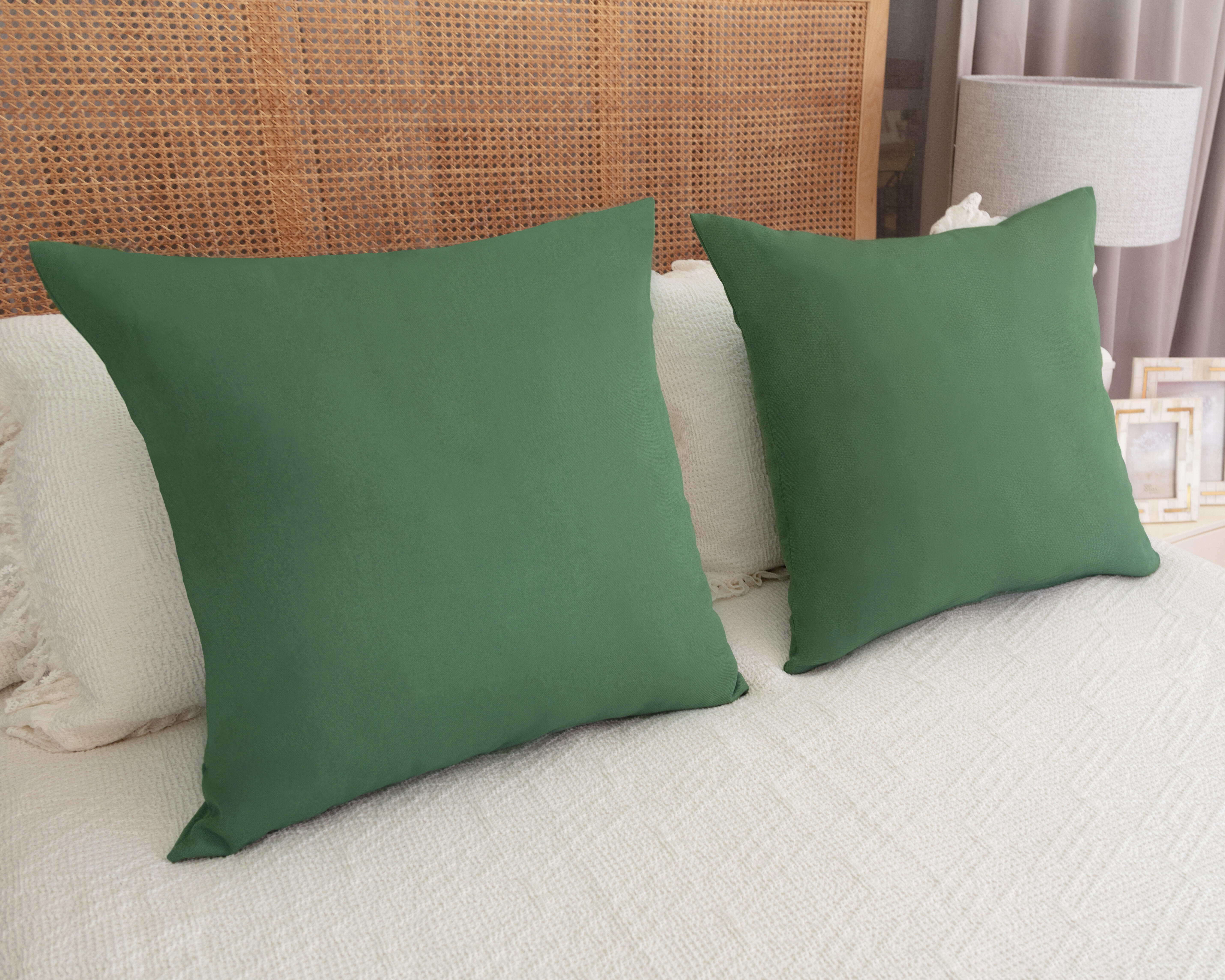 Funda de cojín cuadrada Horizon algodón poliéster liso verde hierba con cremallera RIOMA 60 x 60 cm - 3