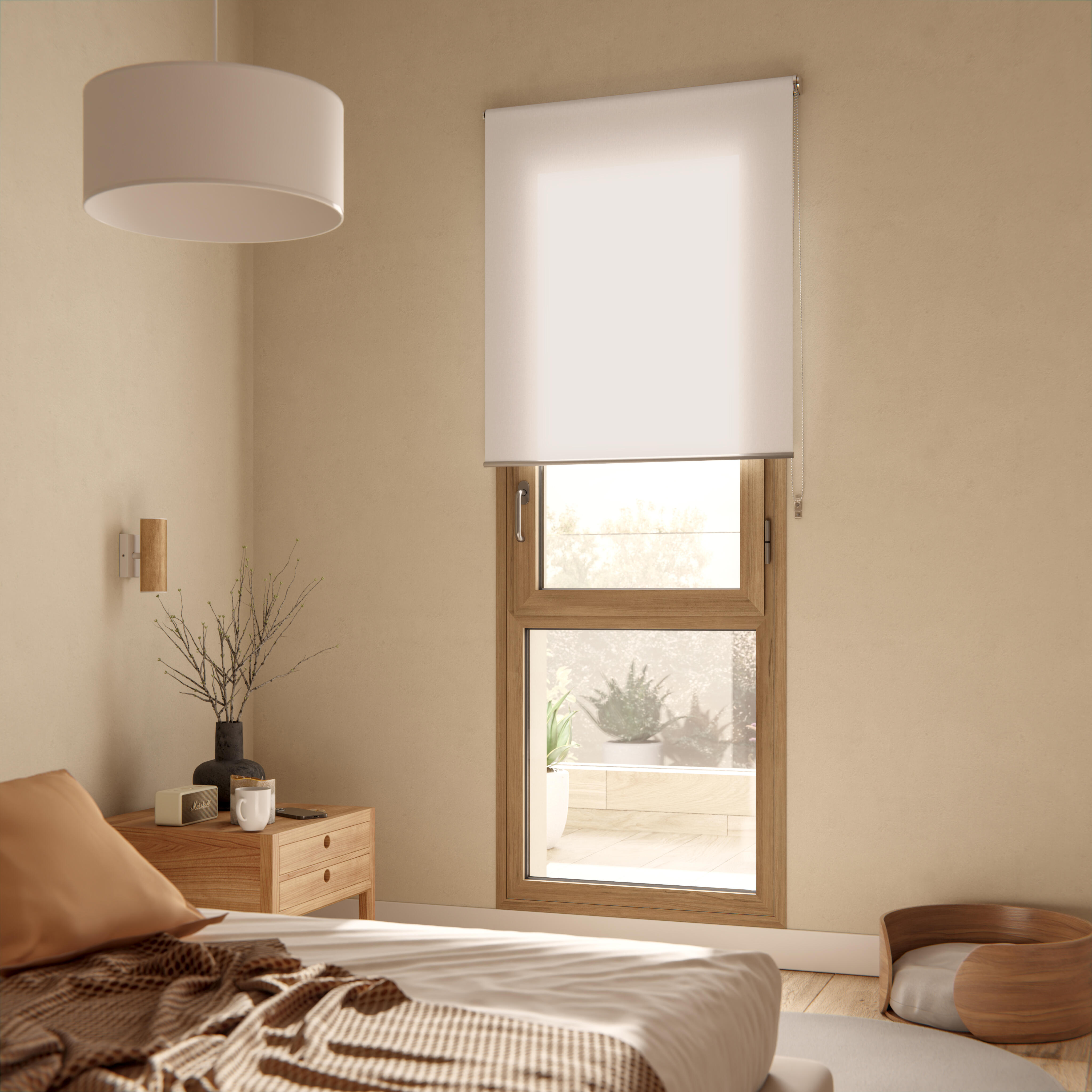 Estor enrollable translúcido con cadena miranda poliéster liso lino de 94x250cm