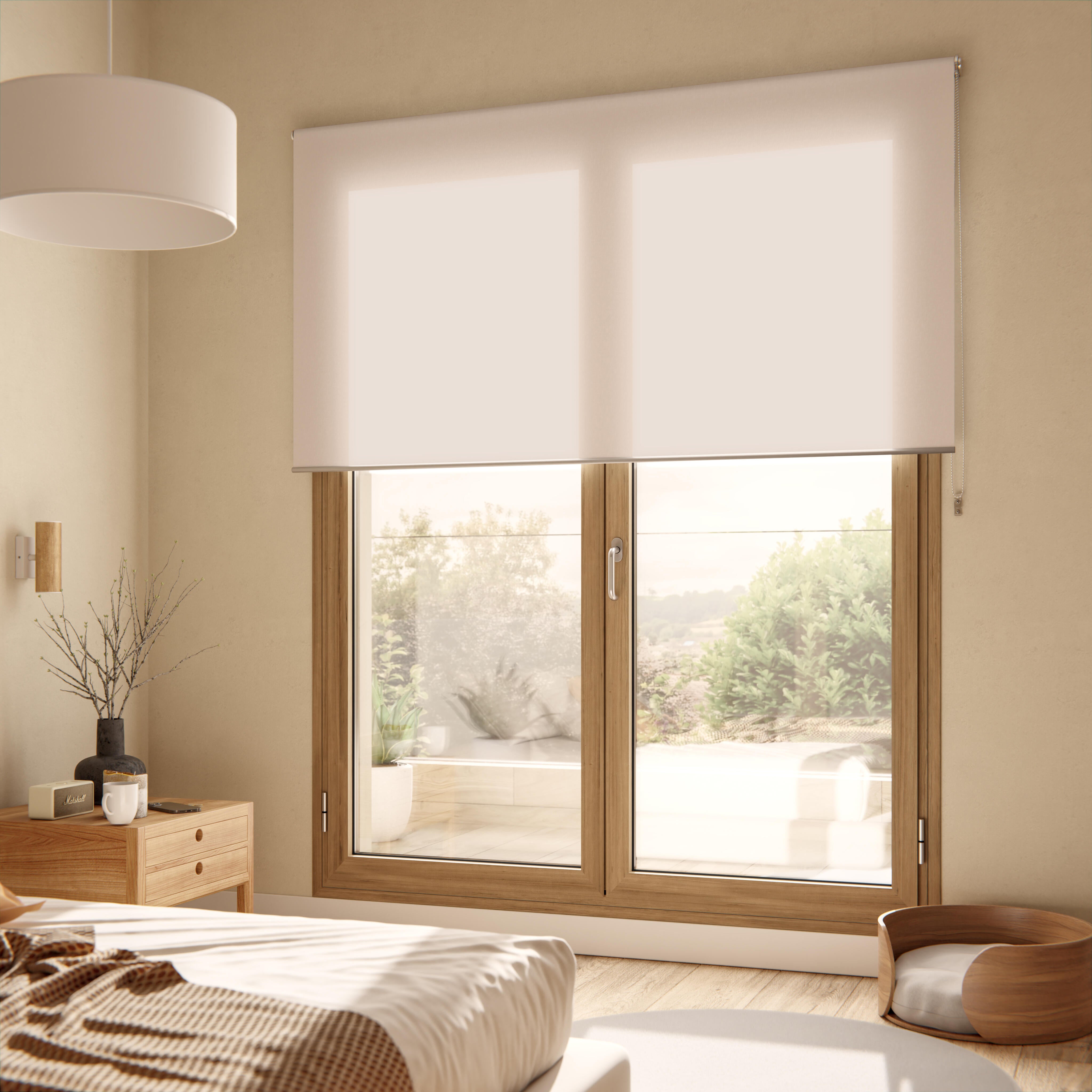 Estor enrollable translúcido con cadena miranda poliéster liso lino de 124x250cm