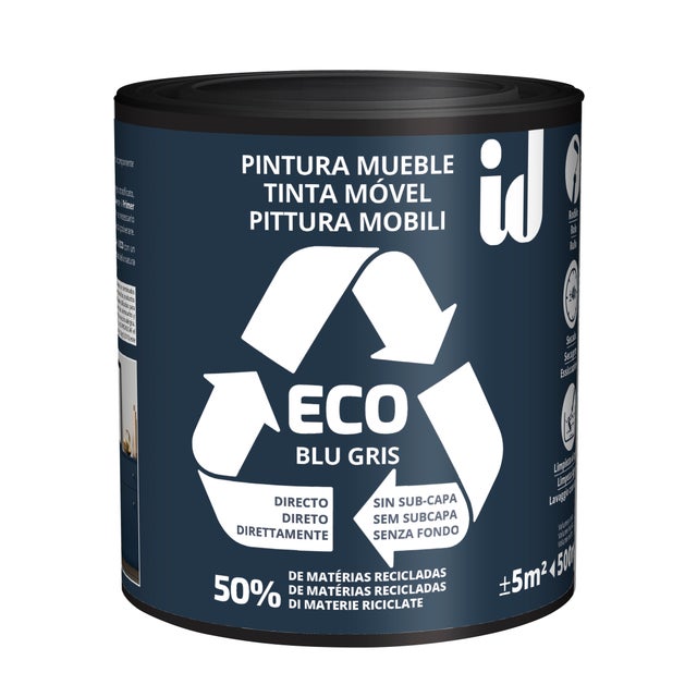 Pintura para mueble ID Ecológica ECO en color azul oscuro satinado para aplicar sobre madera 500 ml