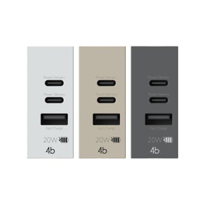 4box USB3.0 Alimentatore Da Incasso A 2 Uscite Con USB-A E USB-C - 3A Totali, Modulo Singolo, Compatibile Bticino LivingLight Tech, Argento - 2