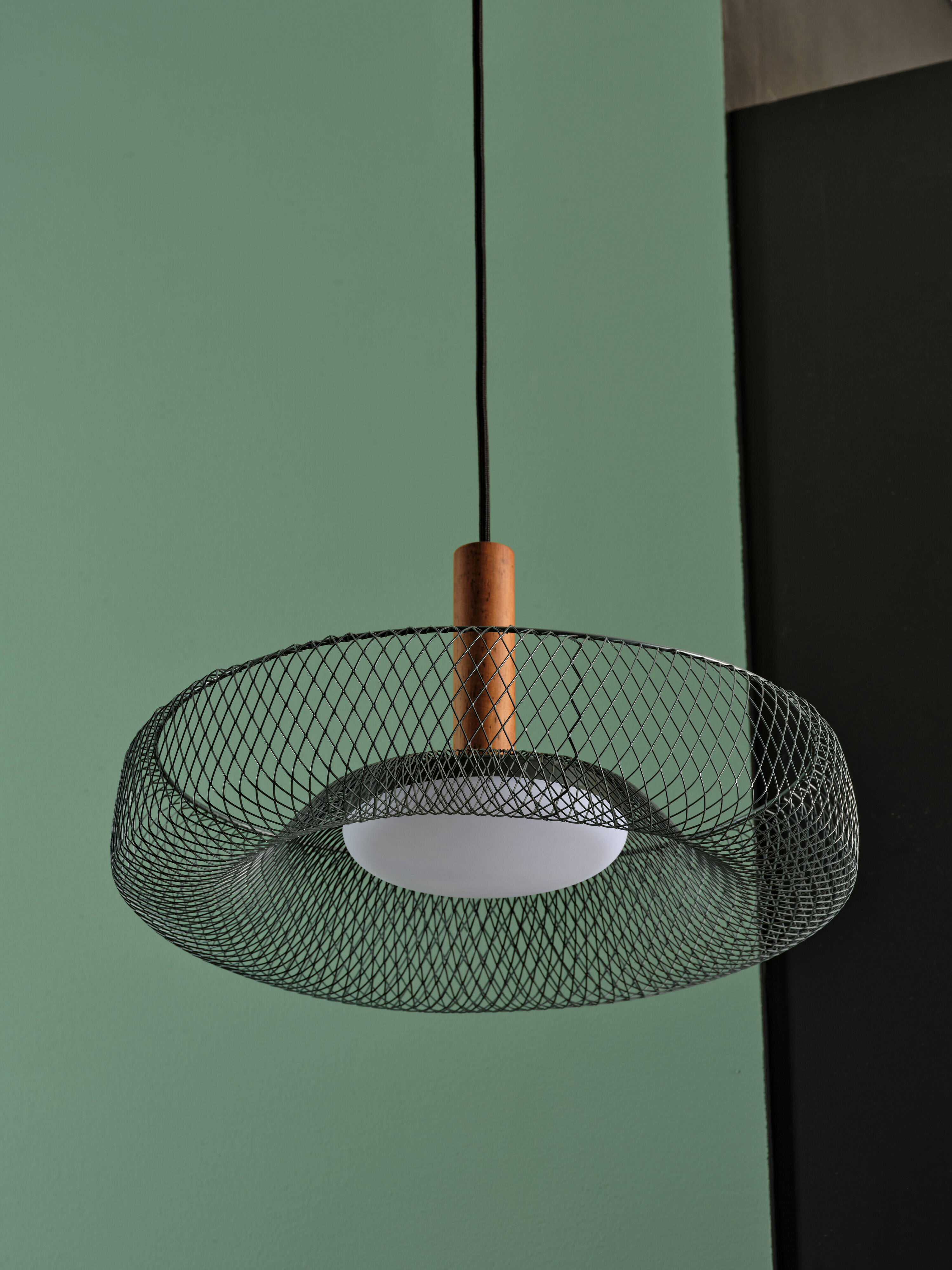 Suspension Decor mesh, acier / bois, noir, Diam.40 cm LED - 2