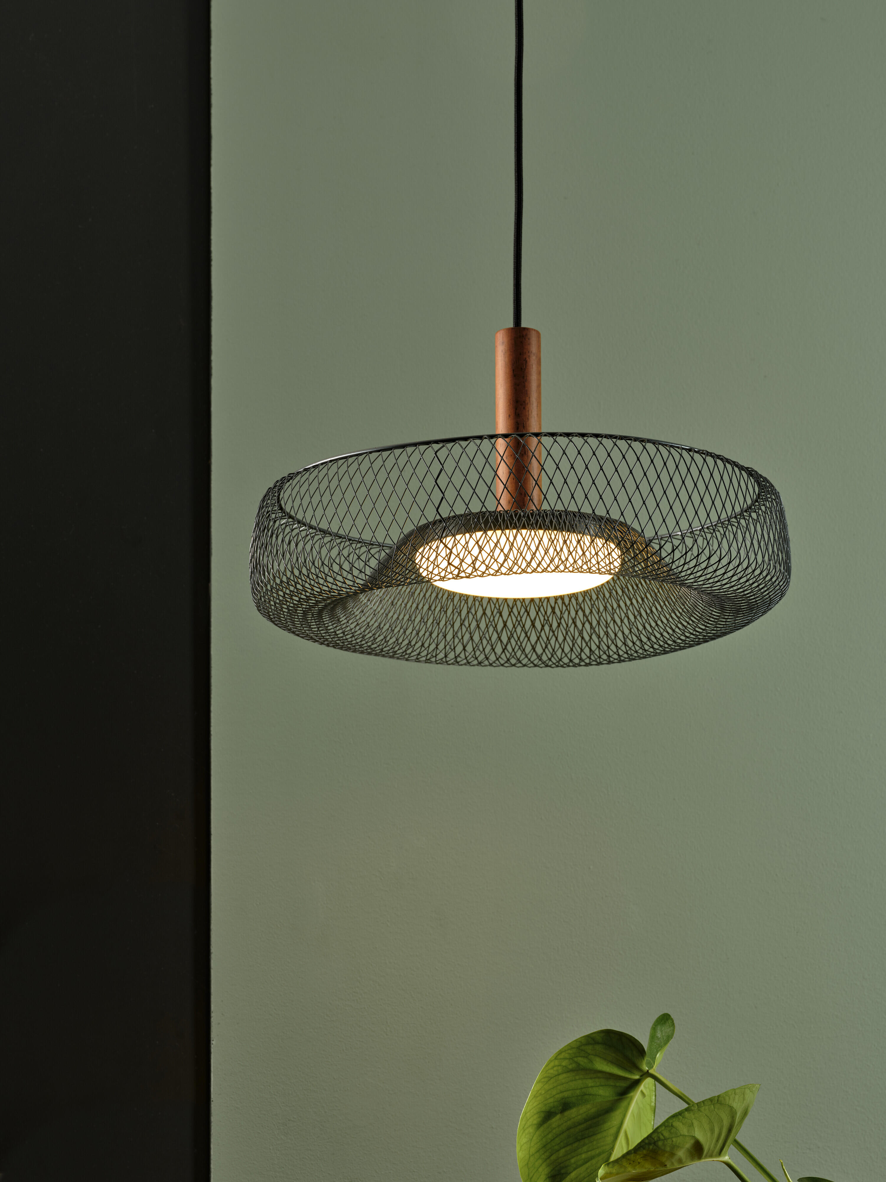 Suspension Decor mesh, acier / bois, noir, Diam.40 cm LED - 5