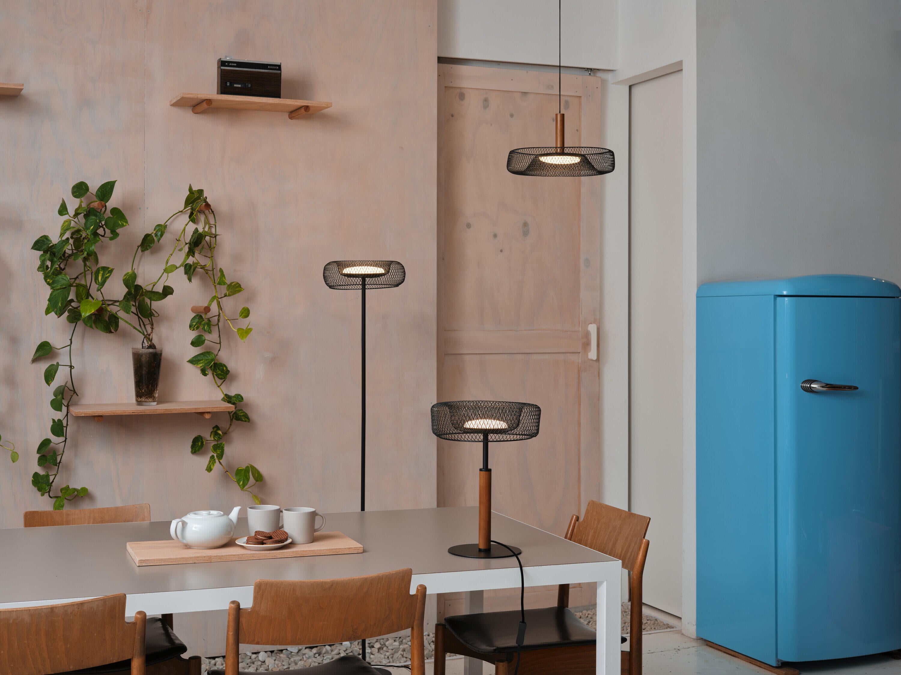 Suspension Decor mesh, acier / bois, noir, Diam.40 cm LED - 8