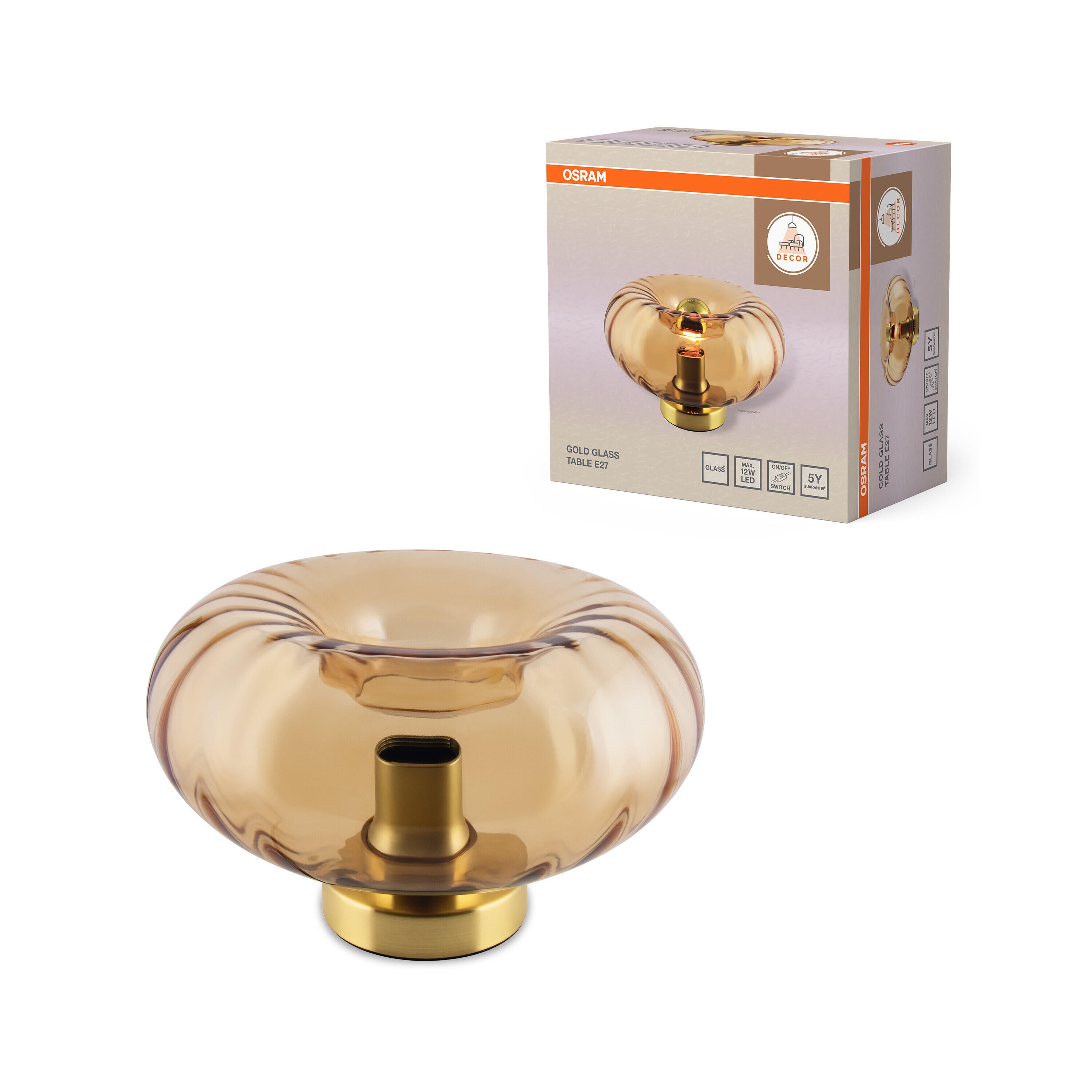Lampe Smoke glass, acier, transparent, H.16.5 cm, E27 - 7