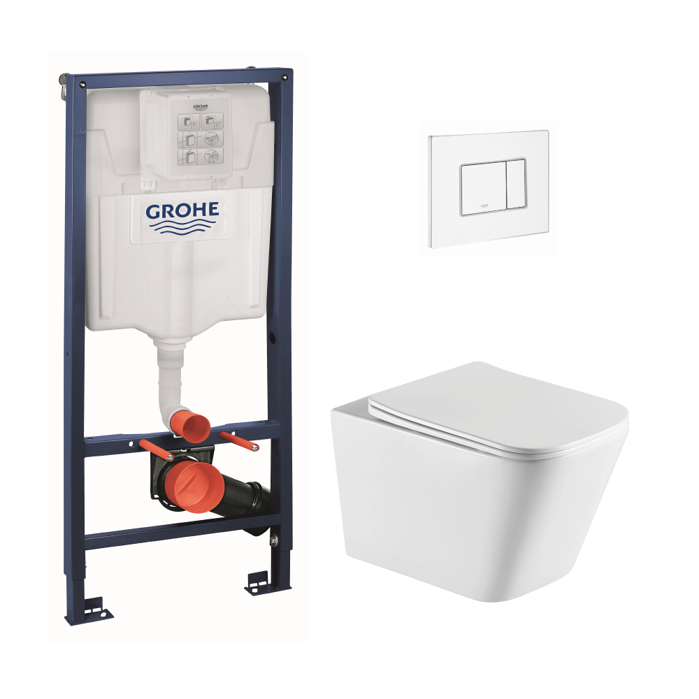 Pack wc suspendido sensea neo / grohe con cisterna y pulsador blanco