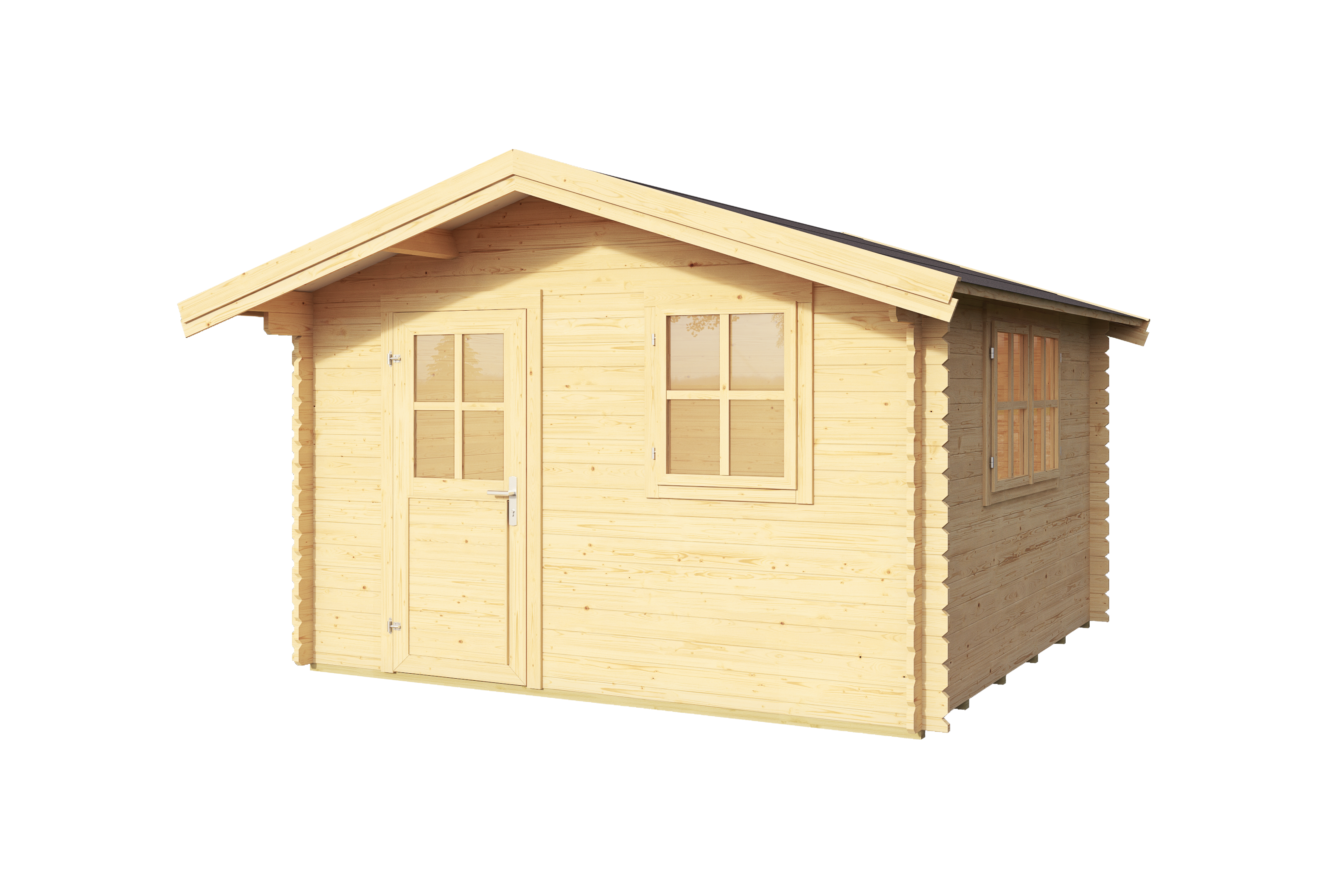 caseta de madera spree 28 de 340x245x363 cm y 1234 m2 con 28 mm espesor y puerta abatible lasita maja