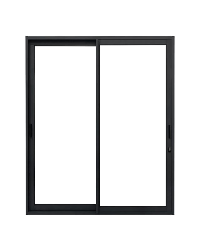 Baie coulissante aluminium H 215 x L 210 cm à rupture de pont thermique 3 points grise texturée 