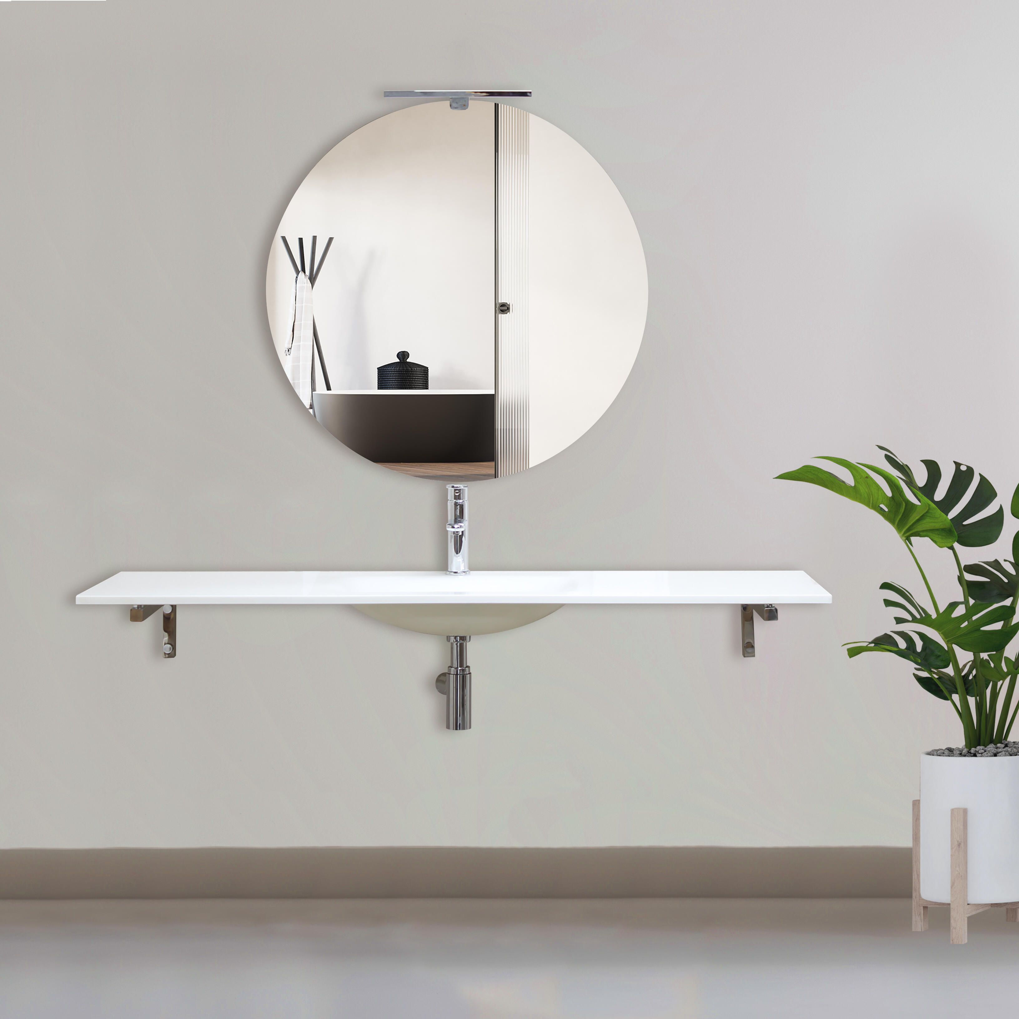 Conjunto de baño con espejo muse 120 cm blanco / cromo