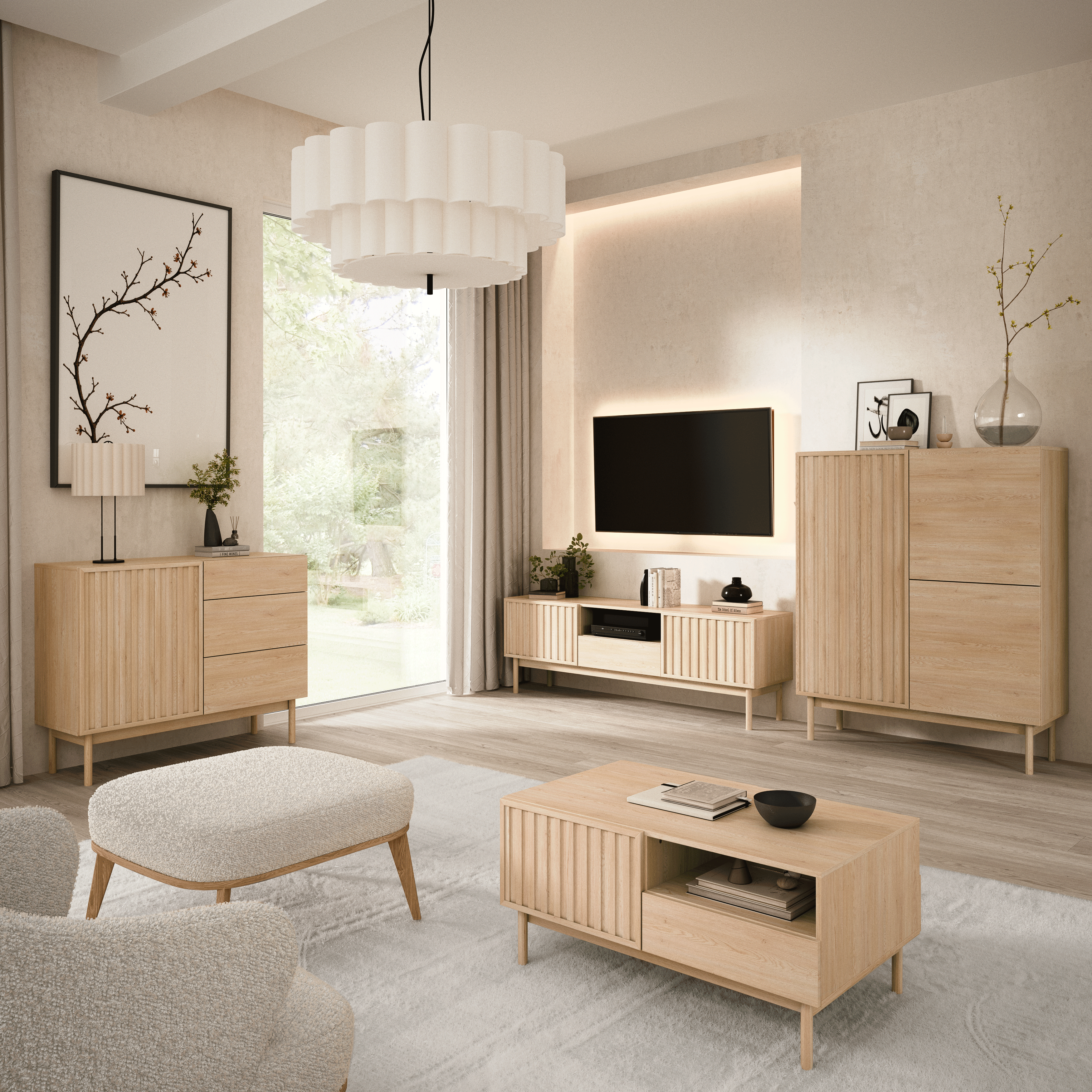Szafka RTV Saori brązowa 159x37x53 cm - 2