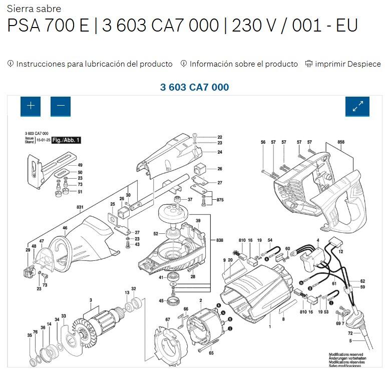 Scie sabre filaire BOSCH PSA 700 E, 700 W - 6