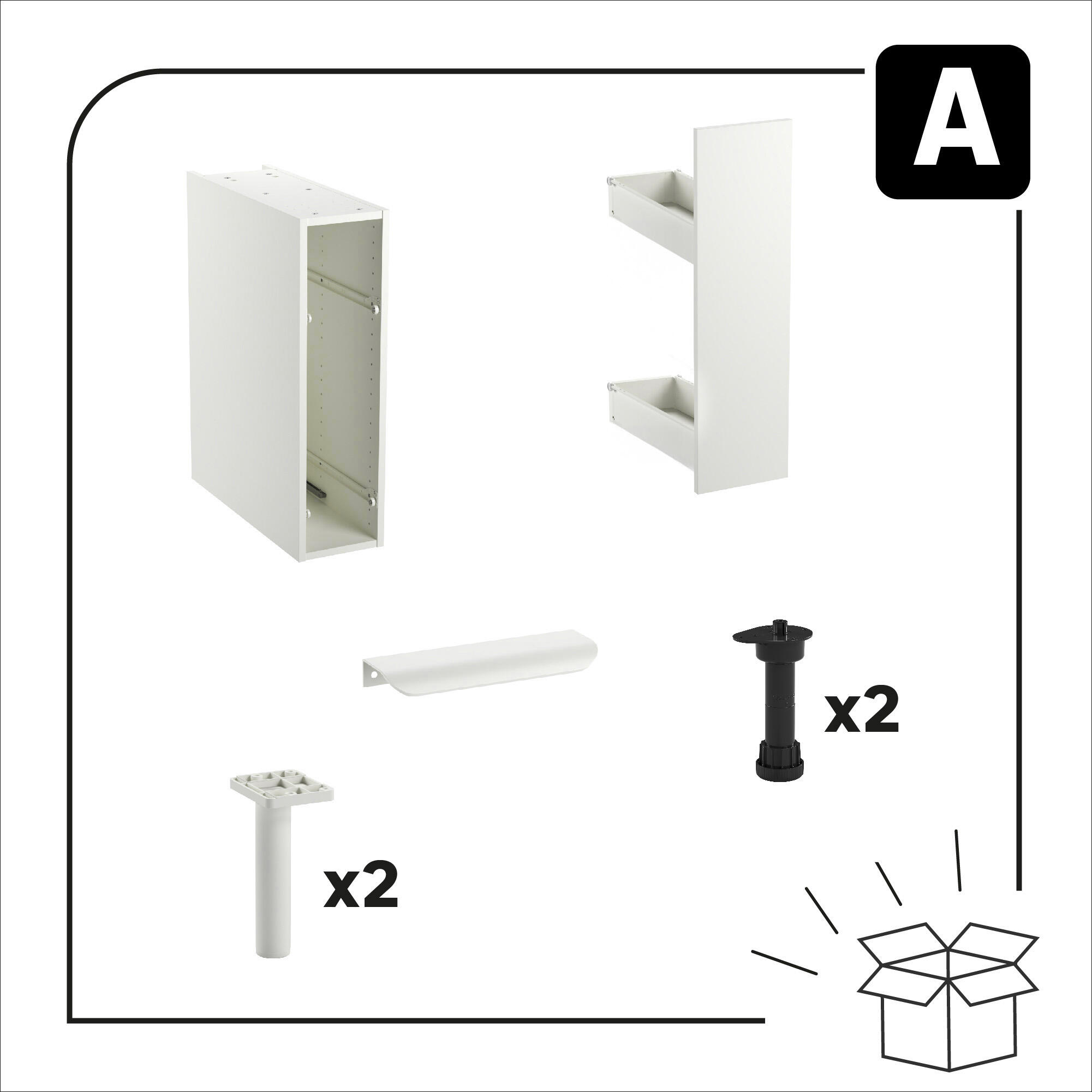 Mueble bajo de cocina Eleki Blanco 1 puerta H 87.1 x L 20 cm - 6