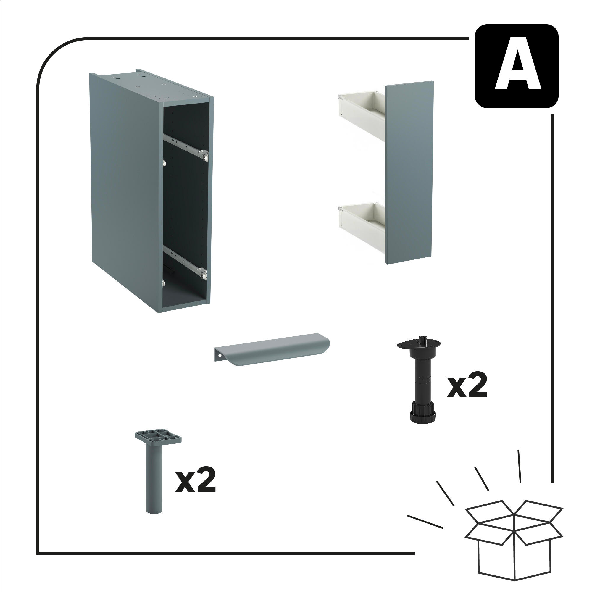 Meuble bas de cuisine Eleki gris 1 porte H87.1 x l20 - 8