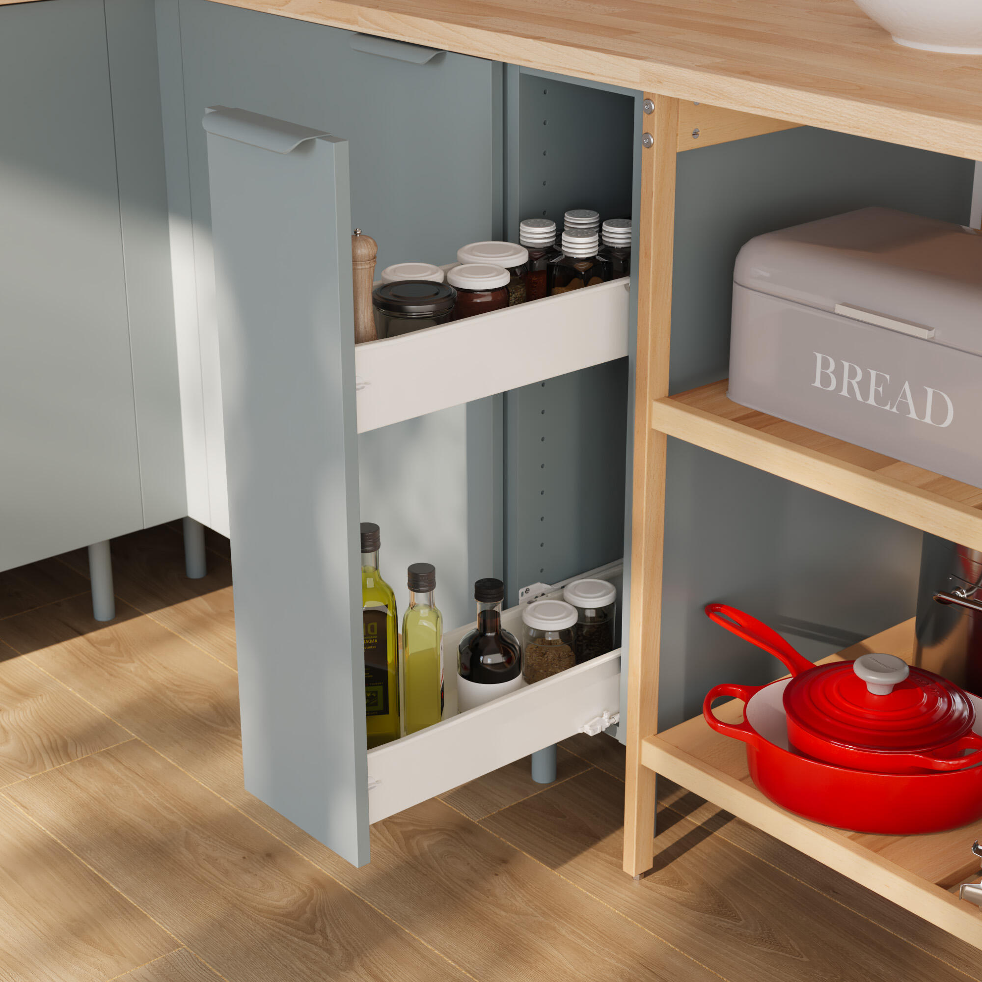 Meuble bas de cuisine Eleki gris 1 porte H87.1 x l20 - 5