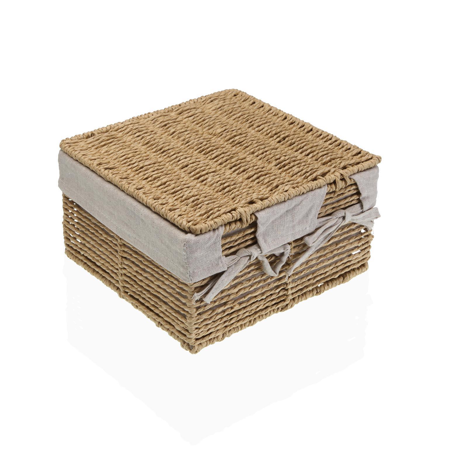 Cesto com tampa 23x23x12,5 cm bege Zenit - 2