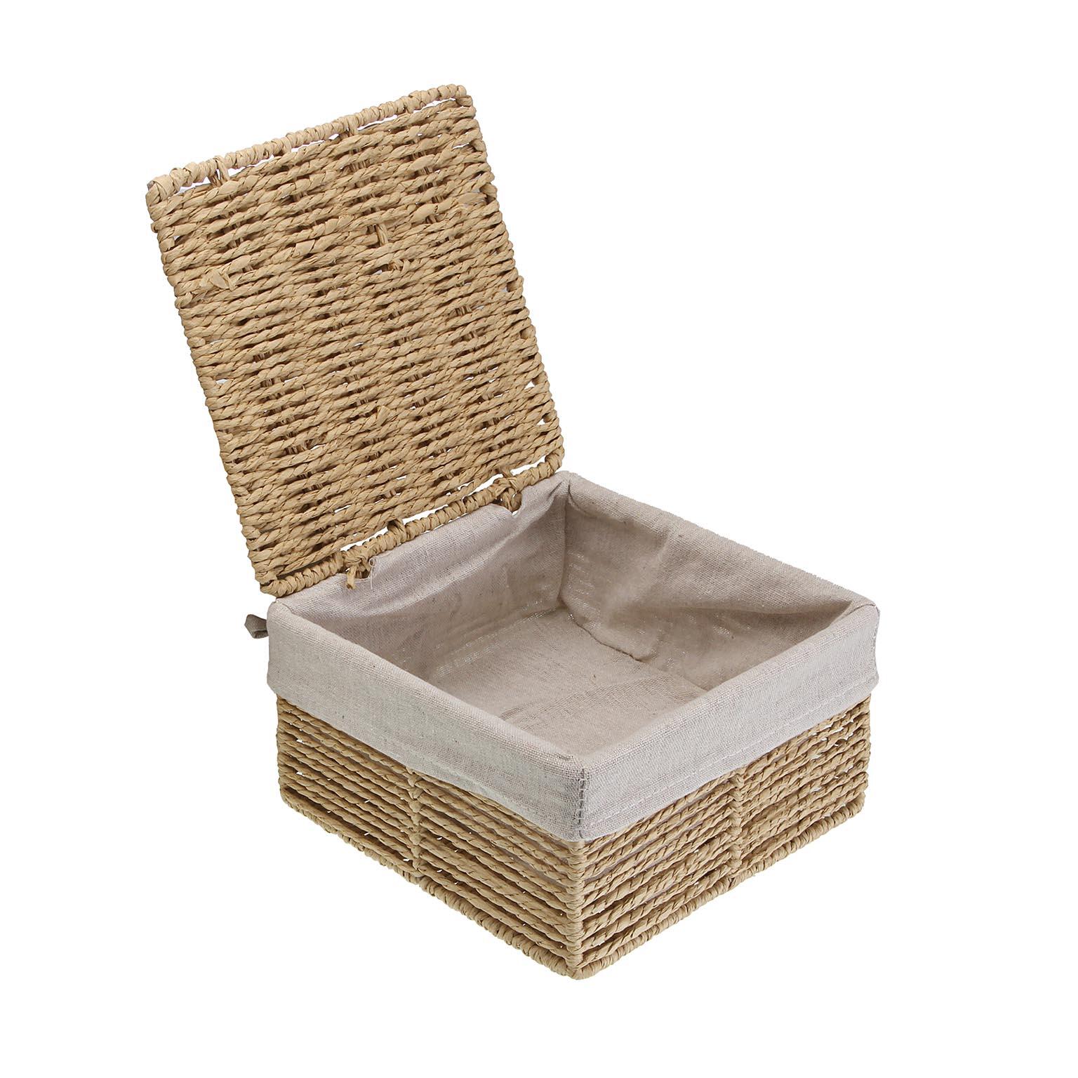 Cesto com tampa 23x23x12,5 cm bege Zenit - 3
