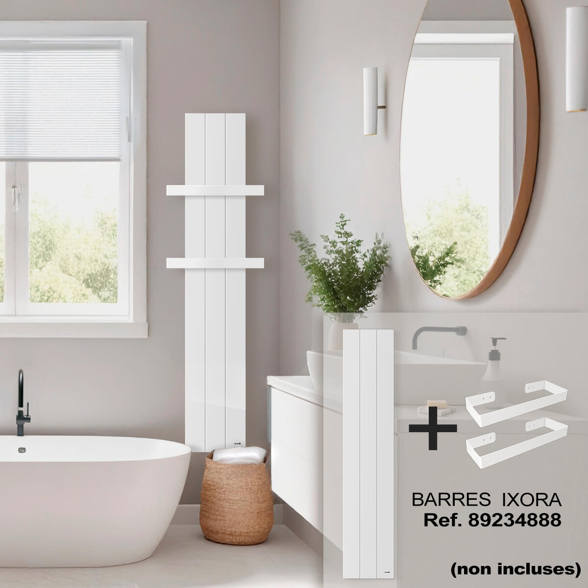 Radiateur/Sèche-serviettes électrique connecté à inertie sèche 1000 W HJM IXORA - 2