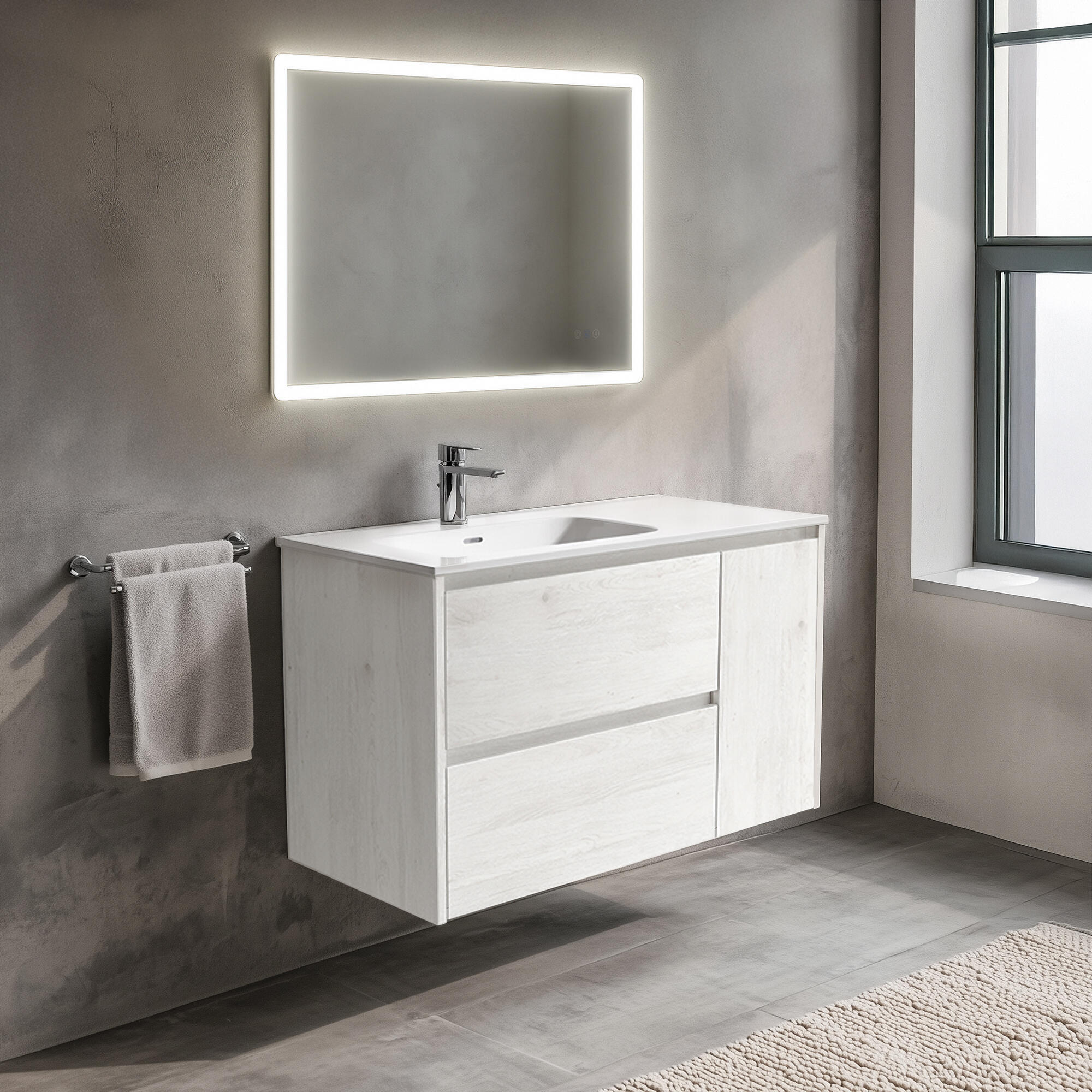 Mueble de baño con lavabo moon roble 100x45 cm