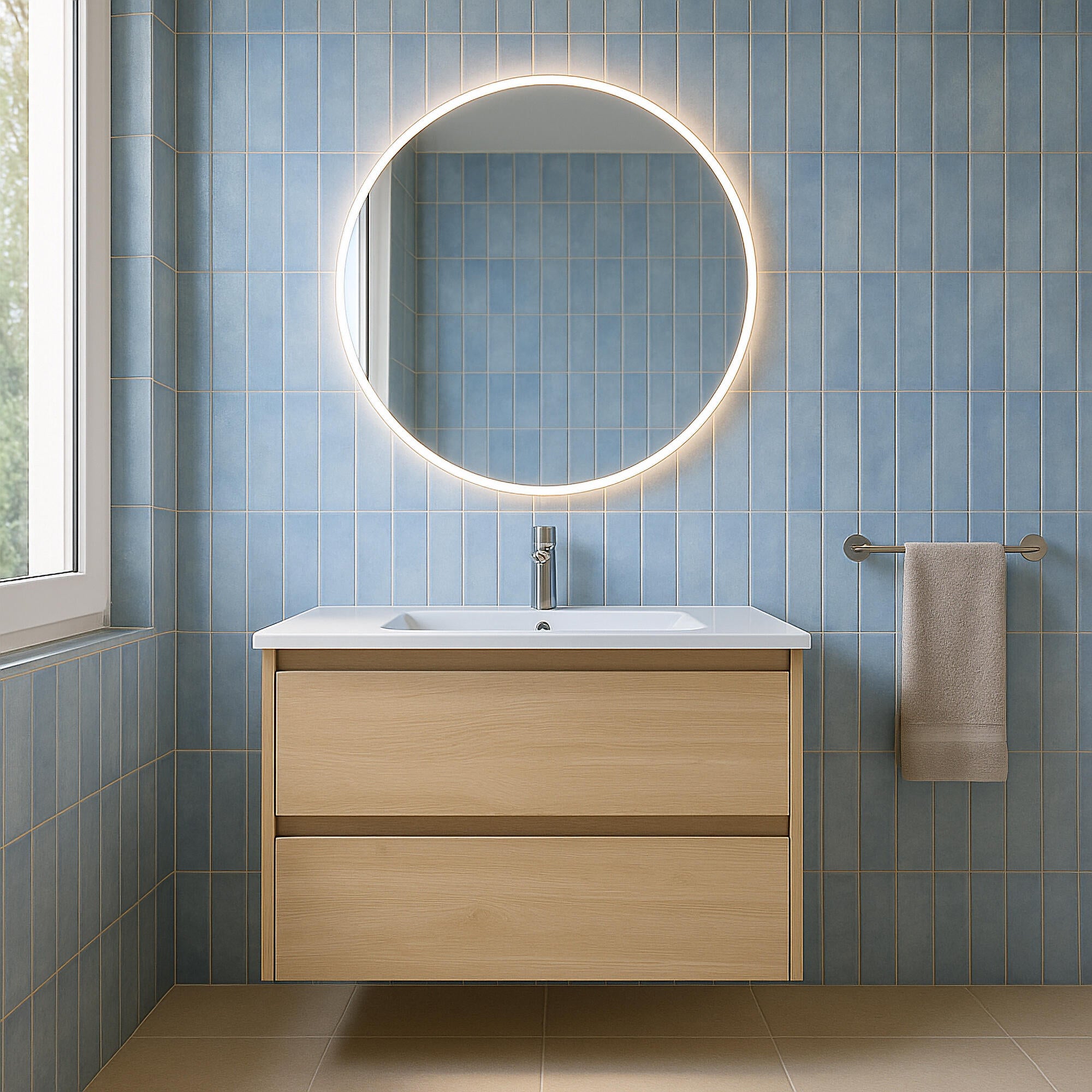 Mueble de baño con lavabo alfa roble 80x45 cm