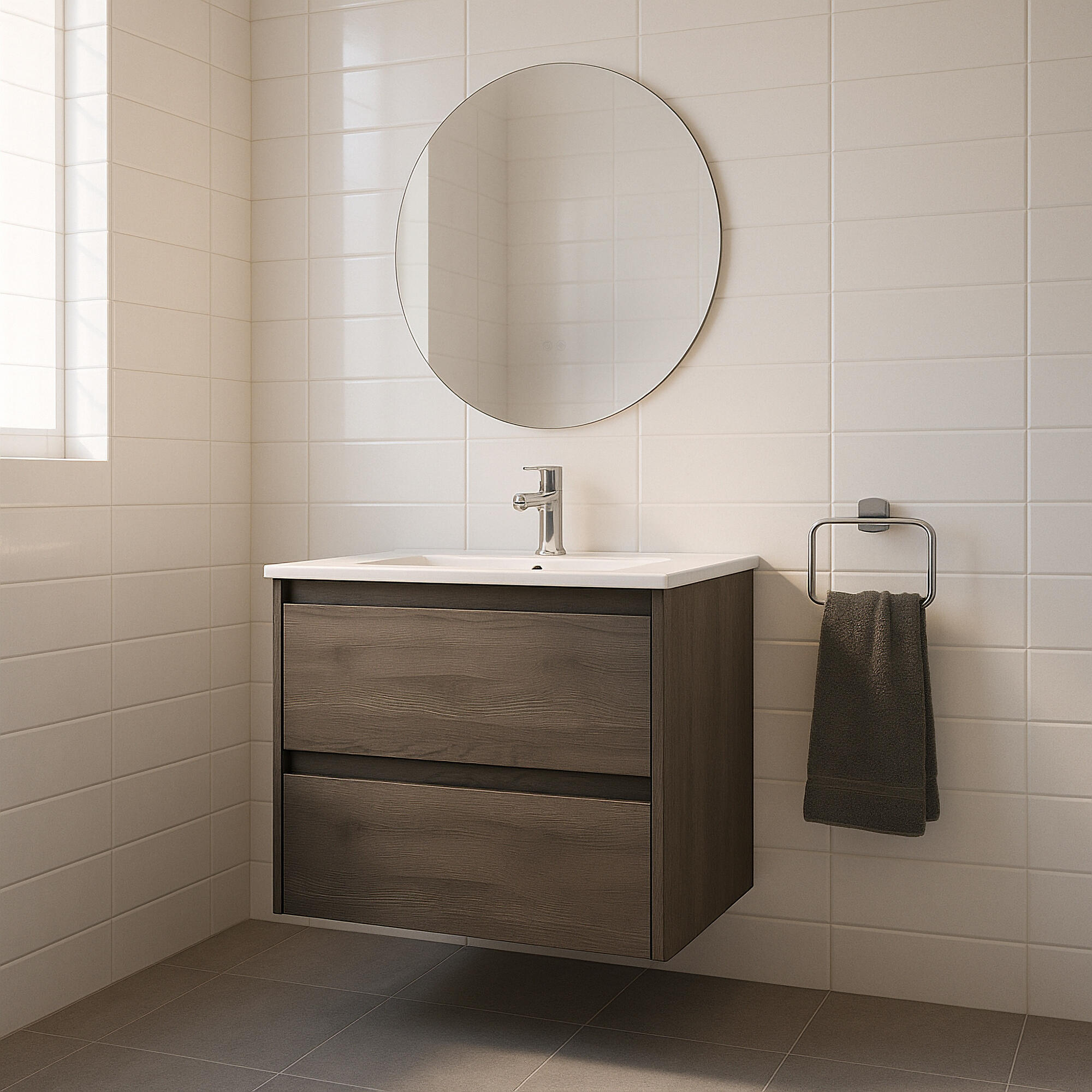 Mueble de baño con lavabo alfa fresno 60x45 cm