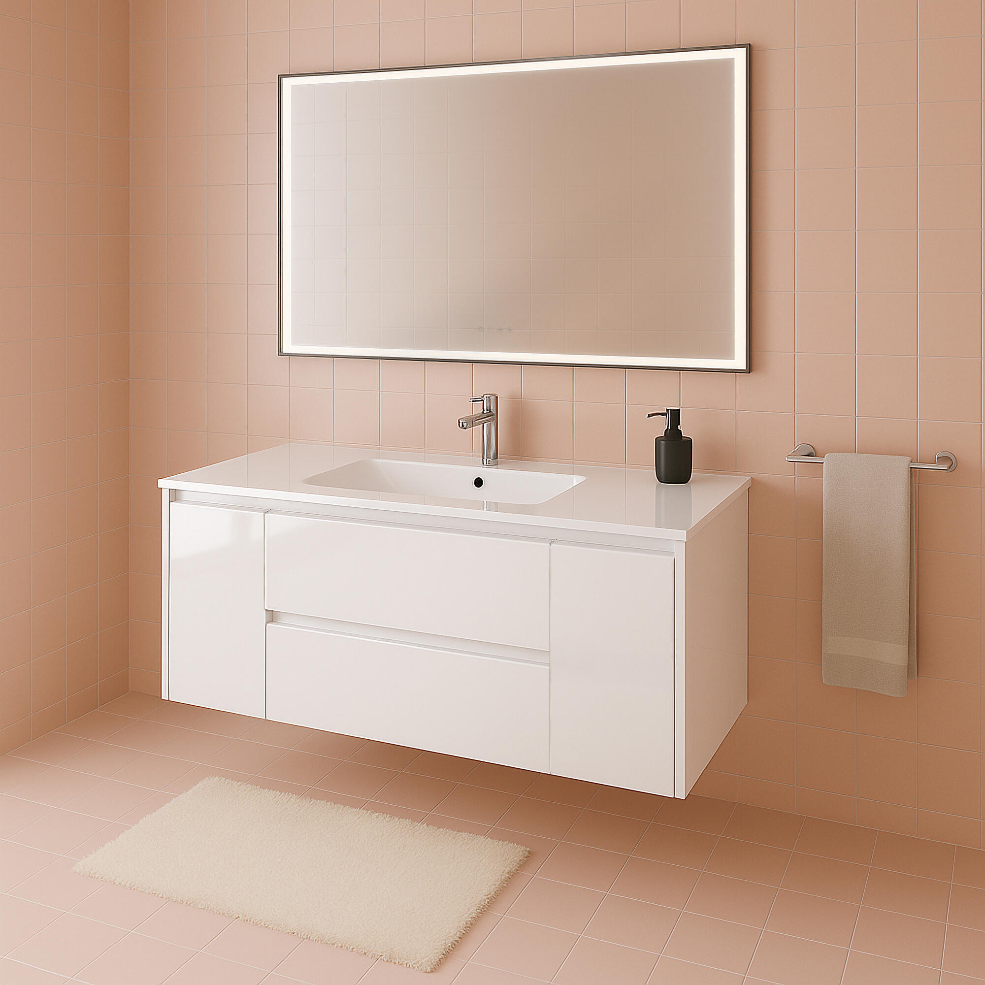 Mueble de baño con lavabo alfa blanco brillante 120x45 cm