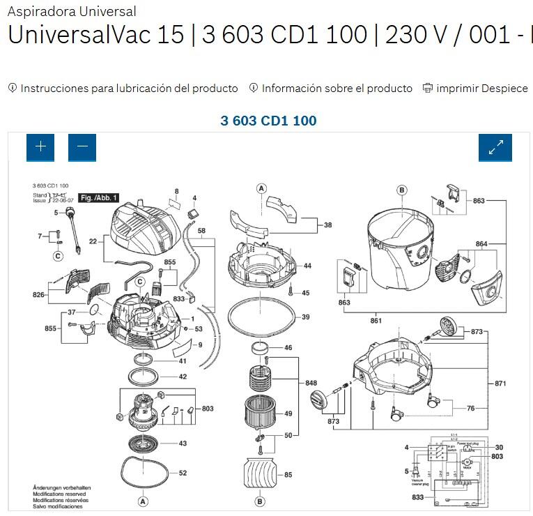 Aspirateur de chantier eau et poussières BOSCH Universalvac 15, 23 kPa, 15 l - 7