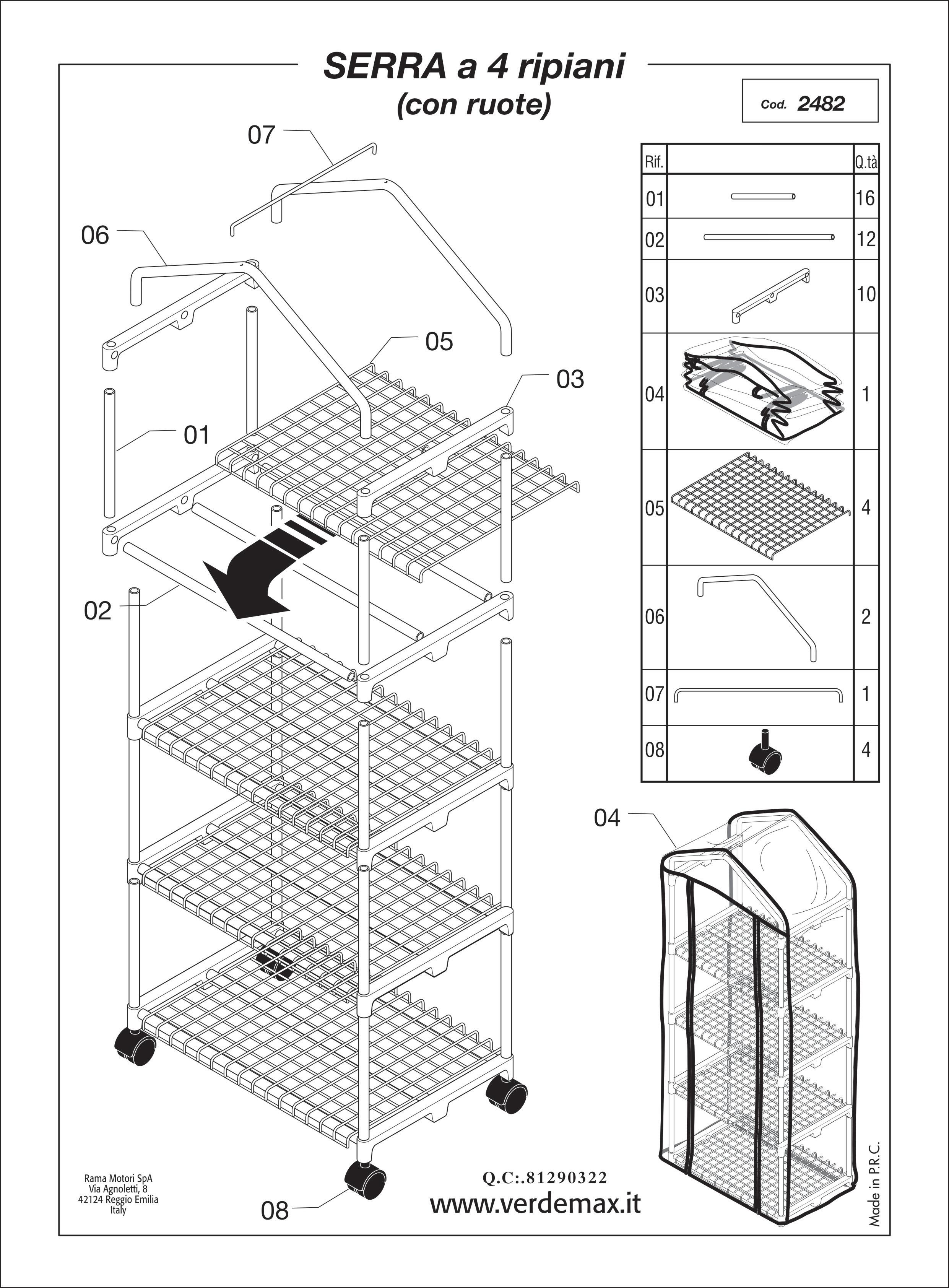 Serra VERDEMAX Azalea 4 ripiani, con ruote 70 x 50 x 164 cm - 6