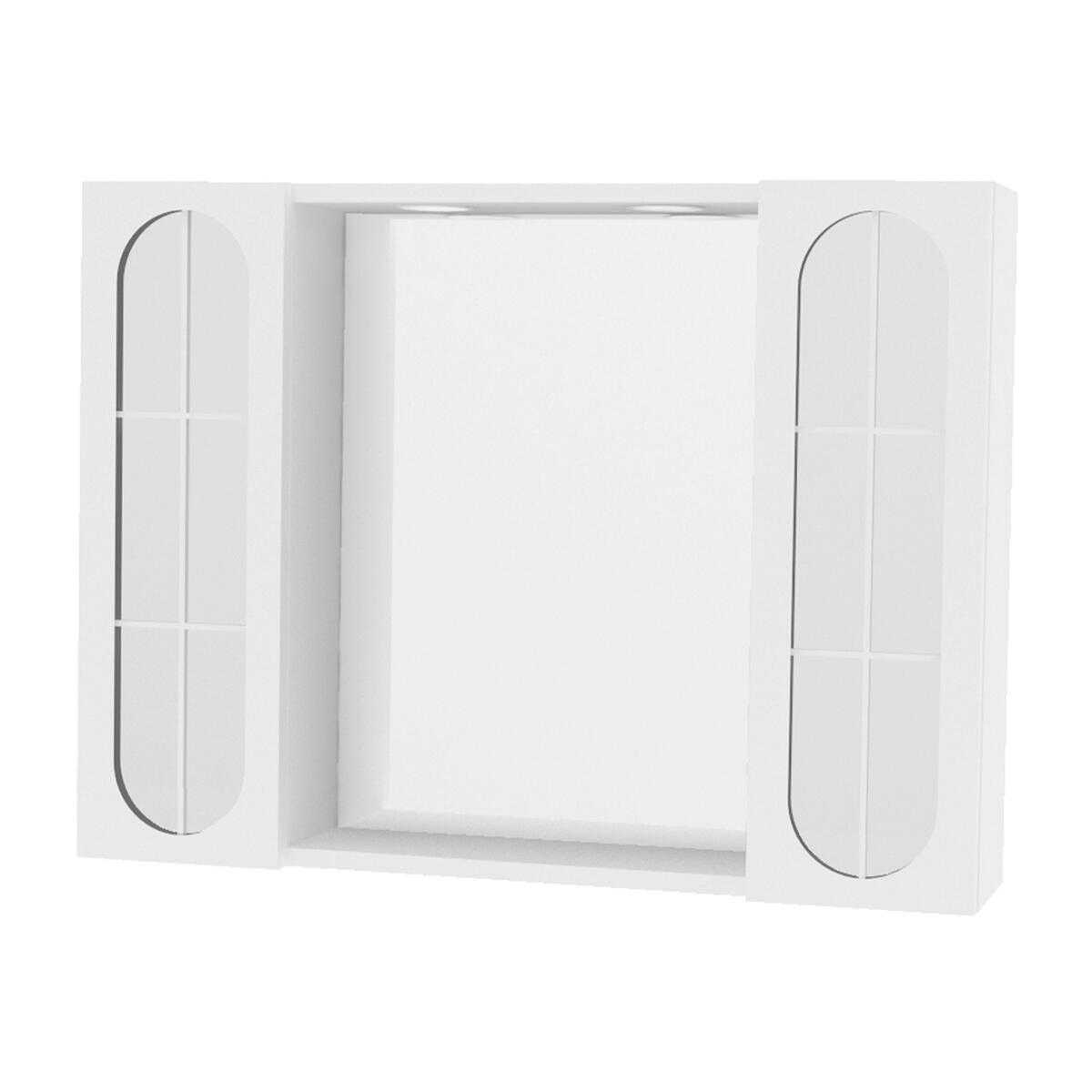 Specchio Contenitore Con Illuminazione Classica bianco lucido L 77 x H 57 x P 15.5 cm - 2