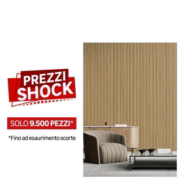 Pannello decorativo fonoassorbente SLASH Rovere chiaro L 260 x L 39.3 cm, Sp 10 mm