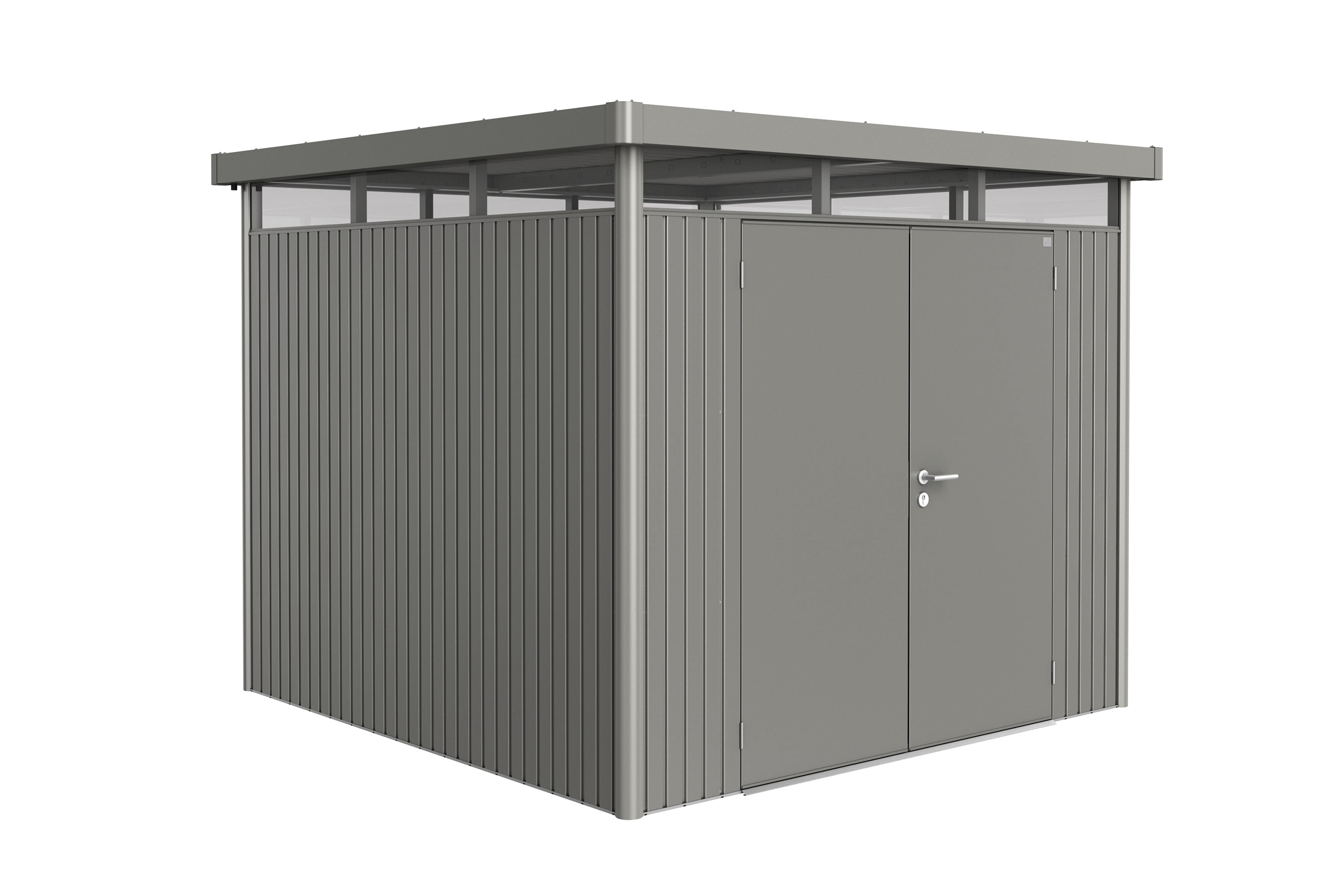 Domek narzędziowy metalowy Highline H4 podwójne drzwi 275x275x222 cm szary Biohort