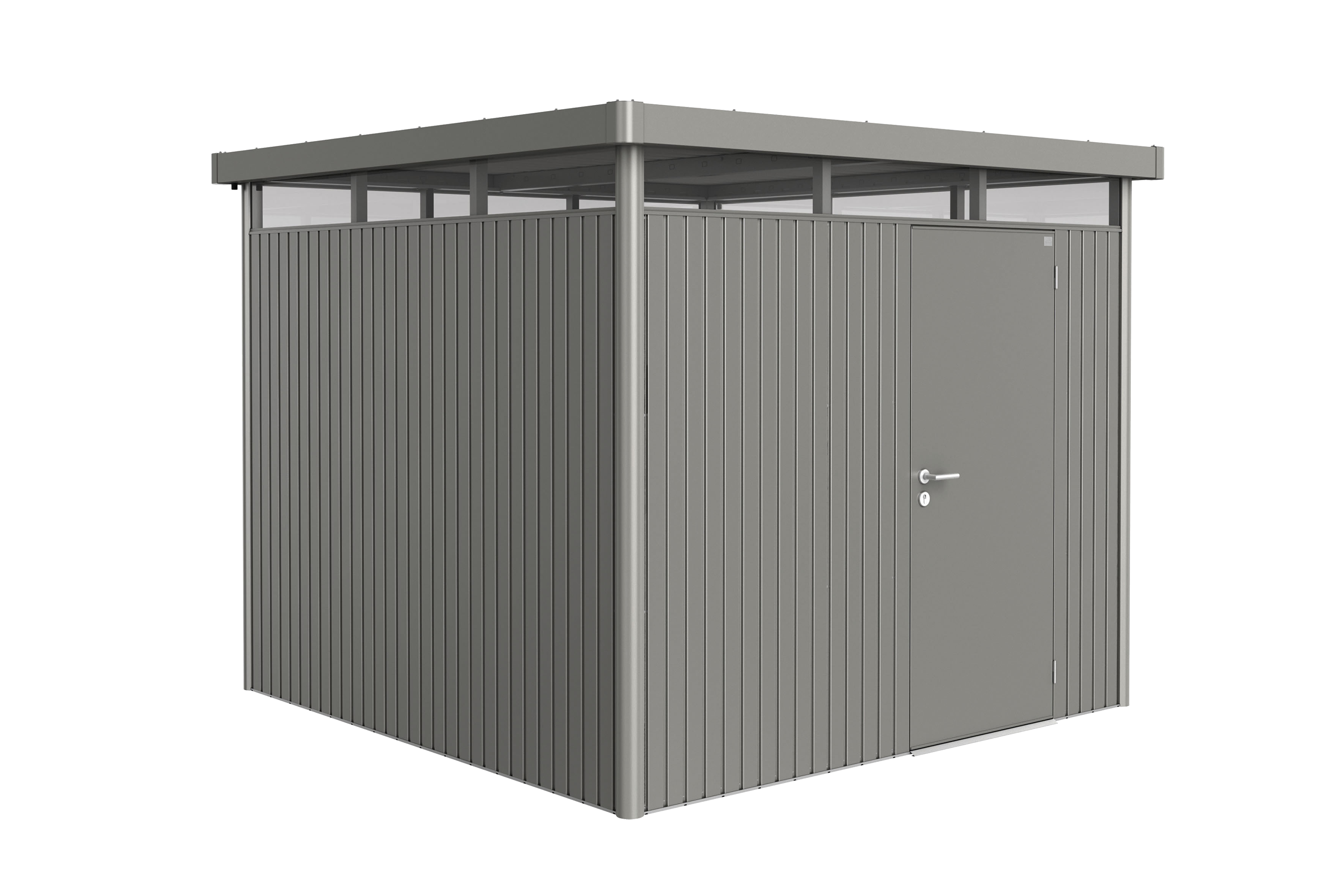 Domek narzędziowy metalowy Highline H4 pojedyncze drzwi 275x275x222 cm szary Biohort