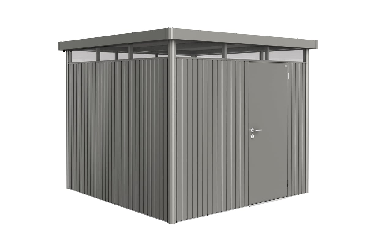 Domek narzędziowy metalowy Highline H4 pojedyncze drzwi 275x275x222 cm szary Biohort