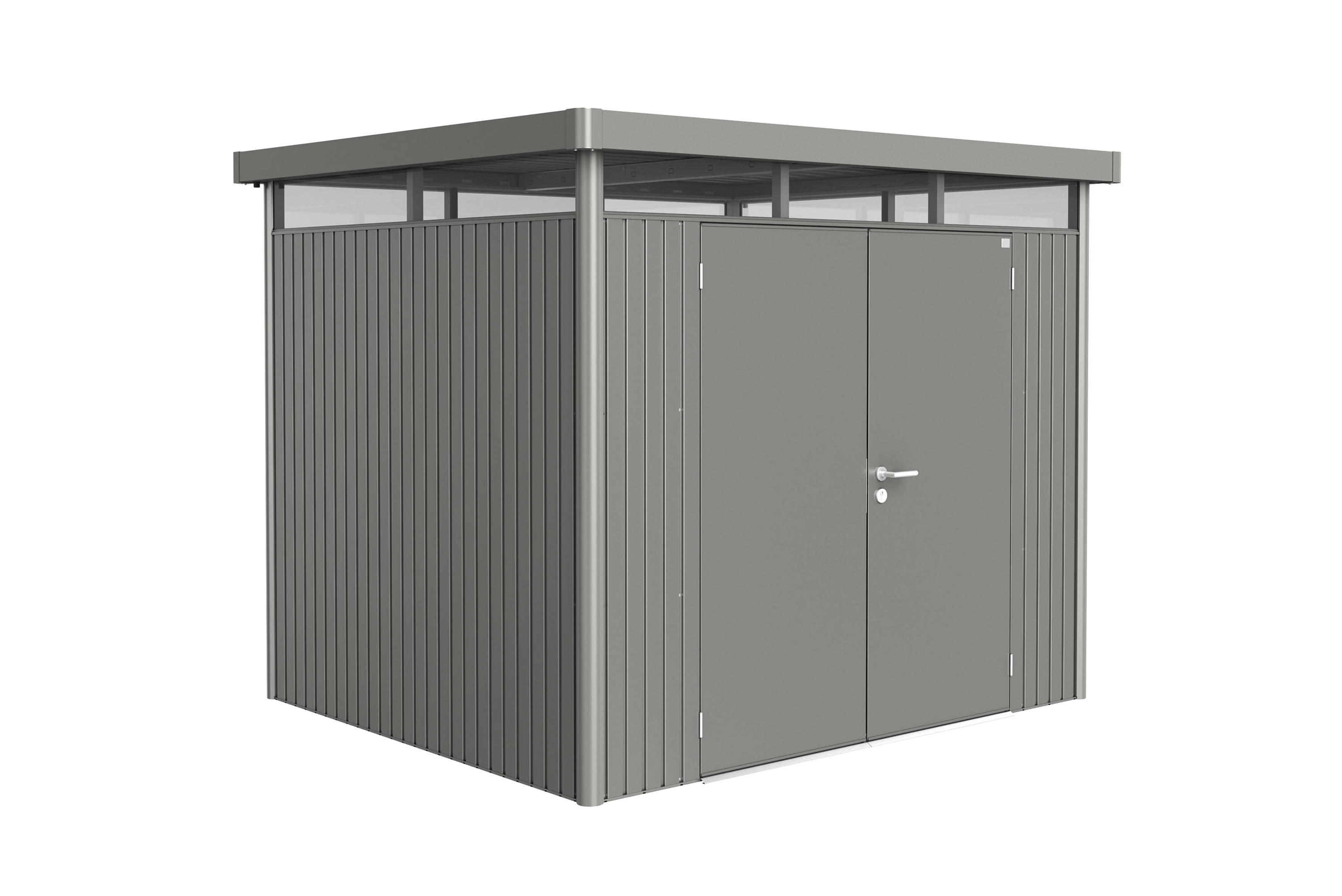Domek narzędziowy metalowy Highline H3 podwójne drzwi 275x235x222 cm szary Biohort