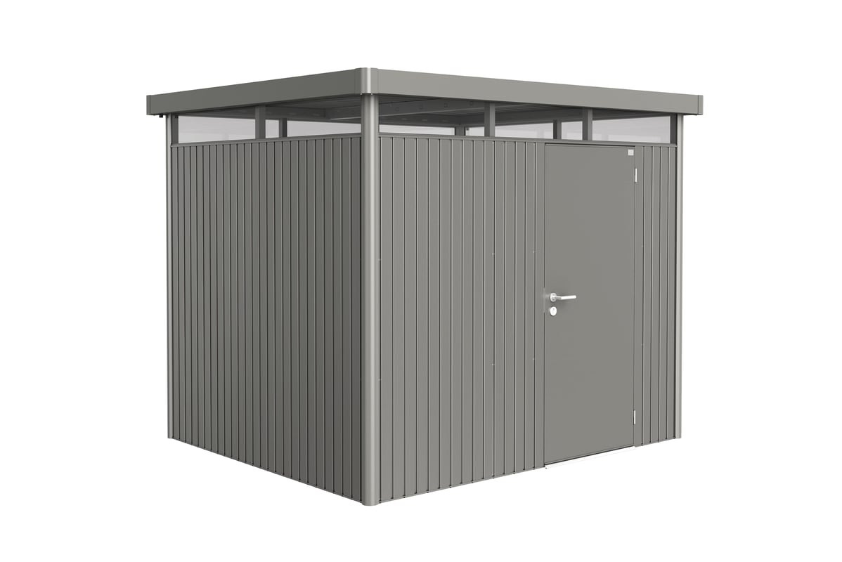 Domek narzędziowy metalowy Highline H3 pojedyncze drzwi 275x235x222 cm szary Biohort