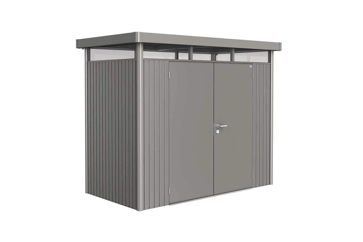 Domek narzędziowy metalowy Highline H1 podwójne drzwi 275x155x222 cm szary Biohort