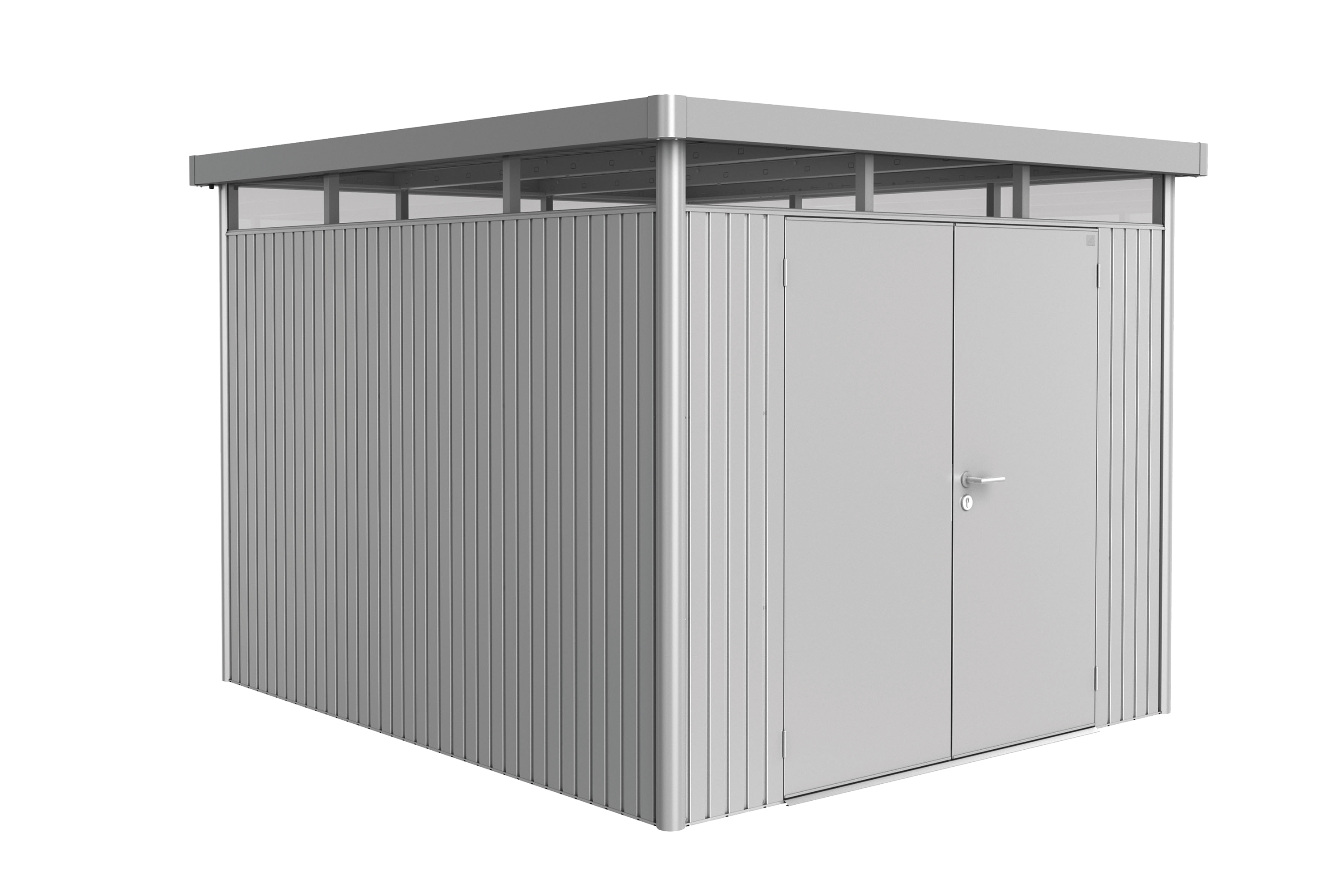 Domek narzędziowy metalowy Highline H5 podwójne drzwi 275x315x222 cm srebrny Biohort