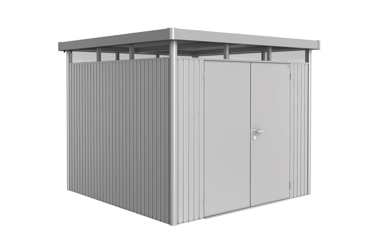 Domek narzędziowy metalowy Highline H4 podwójne drzwi 275x275x222 cm srebrny Biohort