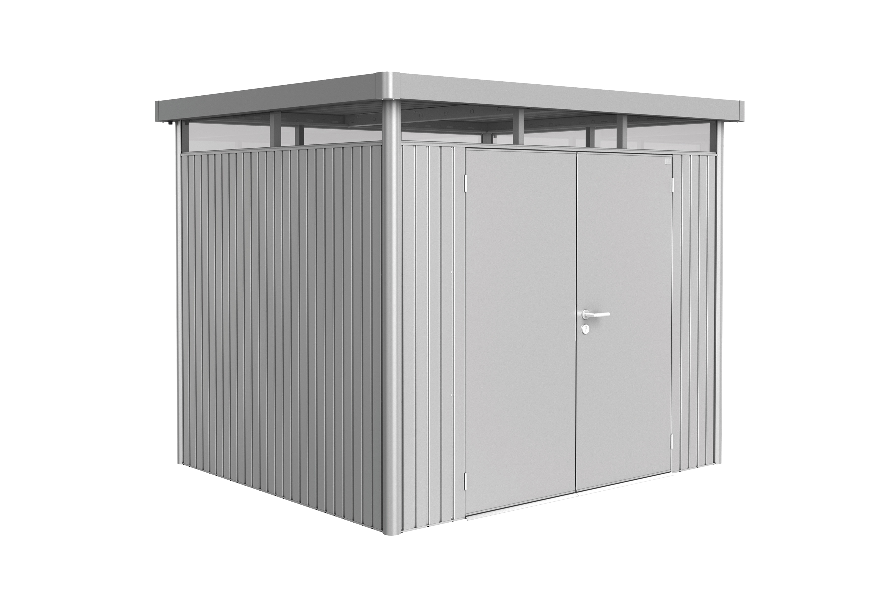 Domek narzędziowy metalowy Highline H3 podwójne drzwi 275x235x222 cm srebrny Biohort