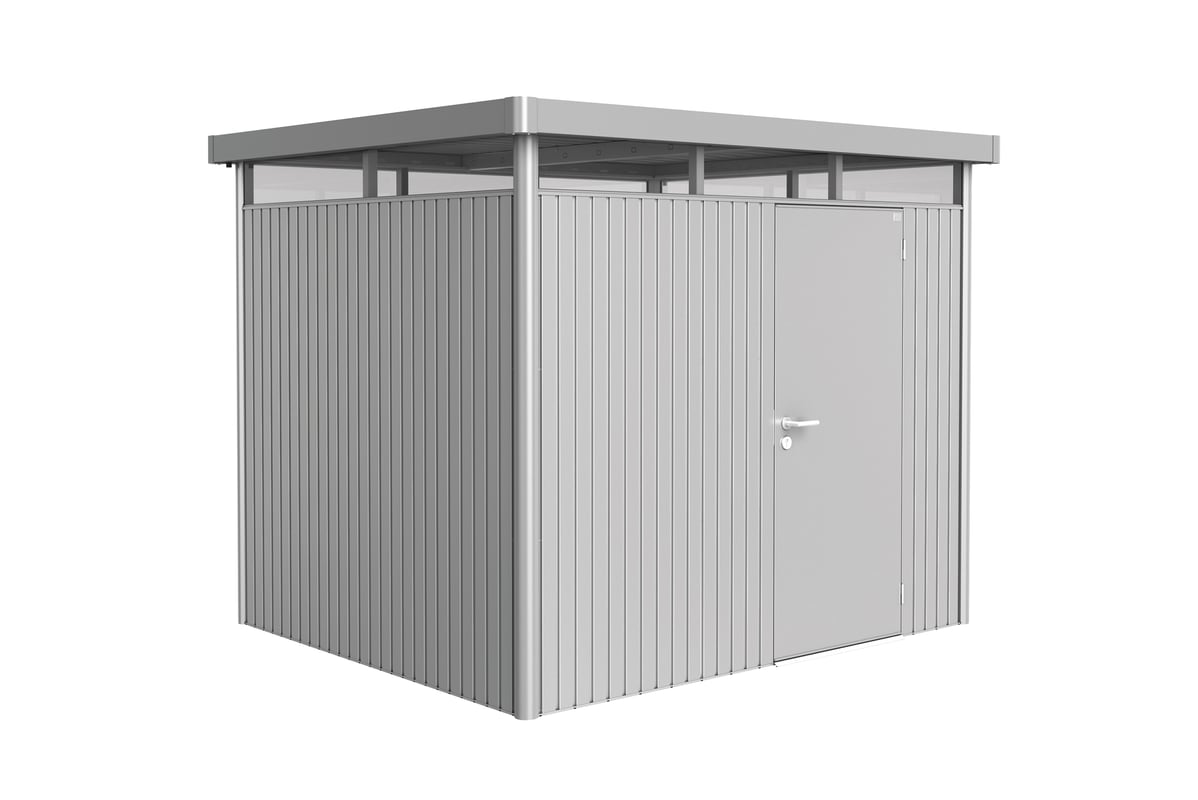 Domek narzędziowy metalowy Highline H3 pojedyncze drzwi 275x235x222 cm srebrny Biohort